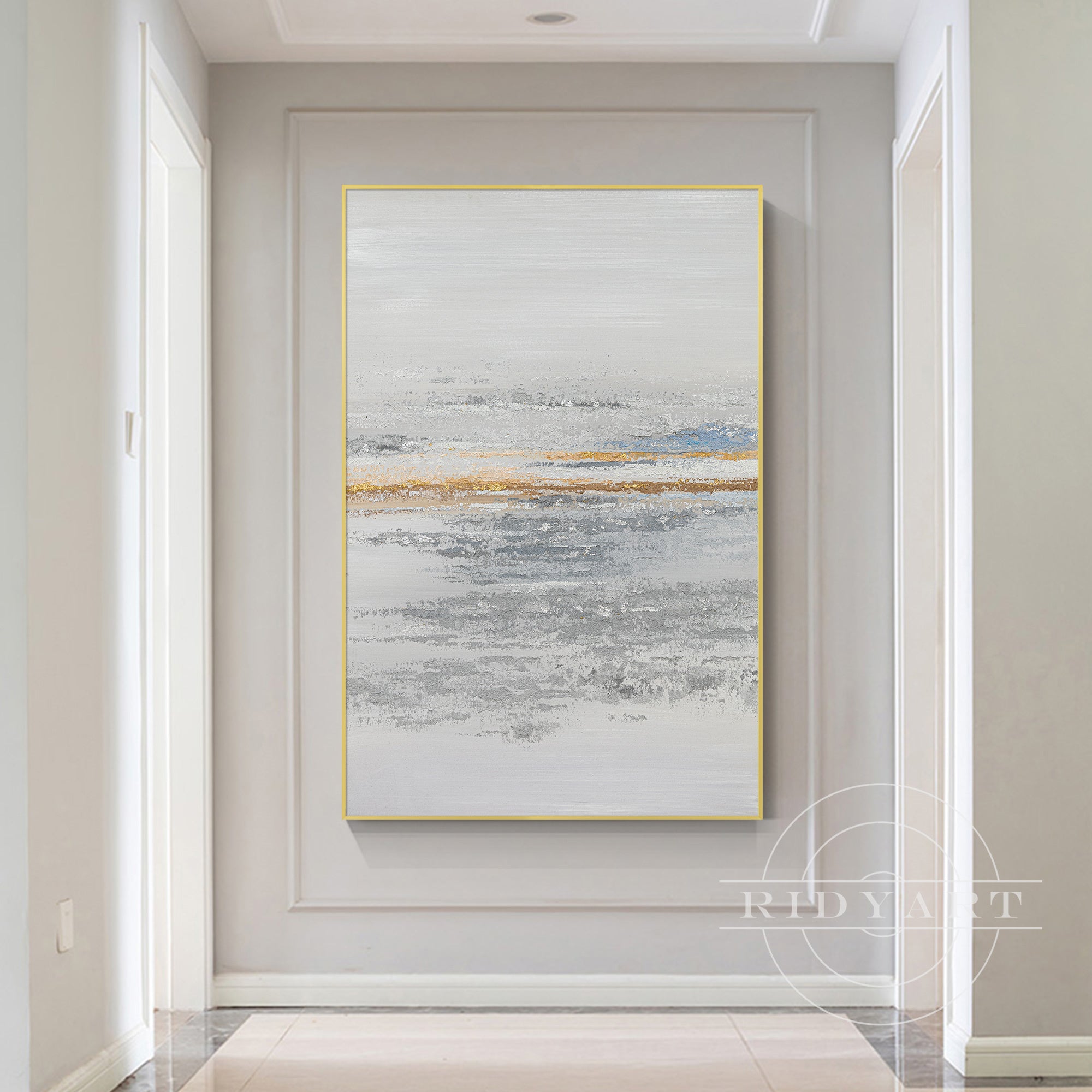 Gray and gold abstract wall art for modern home decor