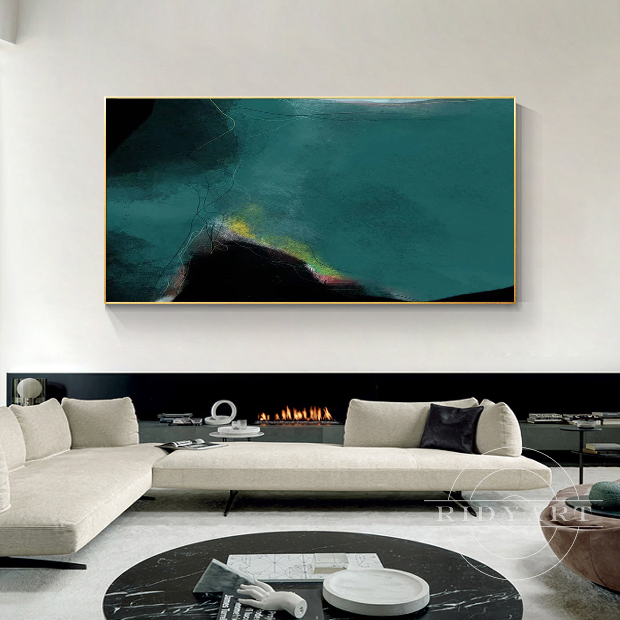 Modern abstract reef sea art for horizontal display
