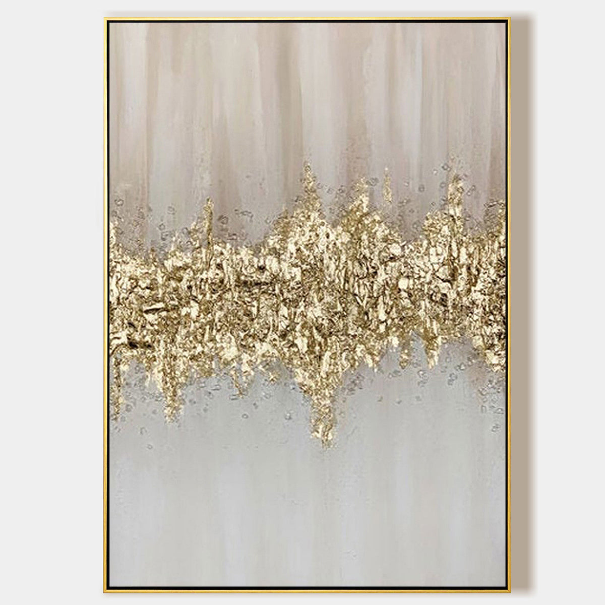 Modern Abstract Pink and Gold Oil Painting – Large Wall Art