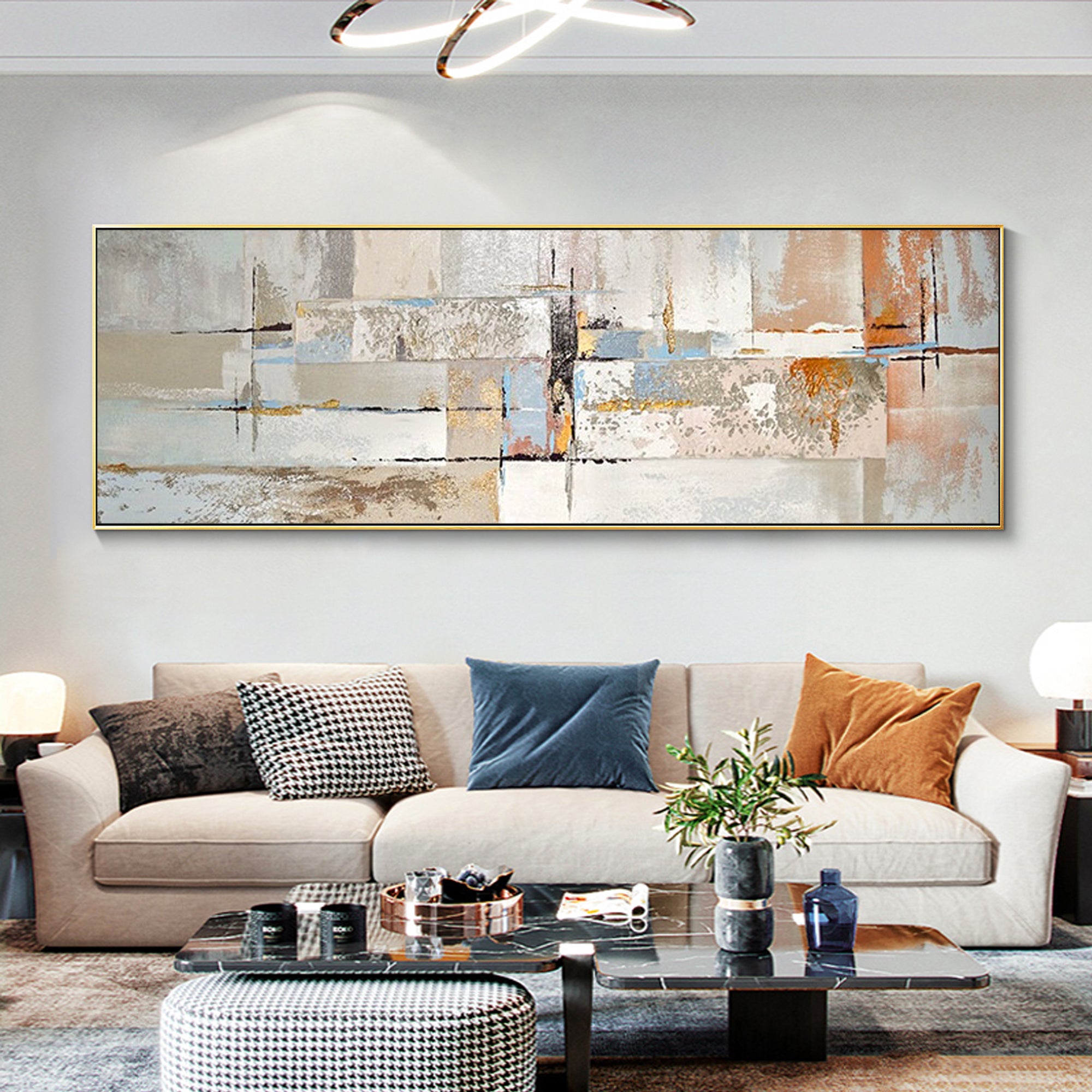 Modern Abstract Oil Painting Long Horizontal Art