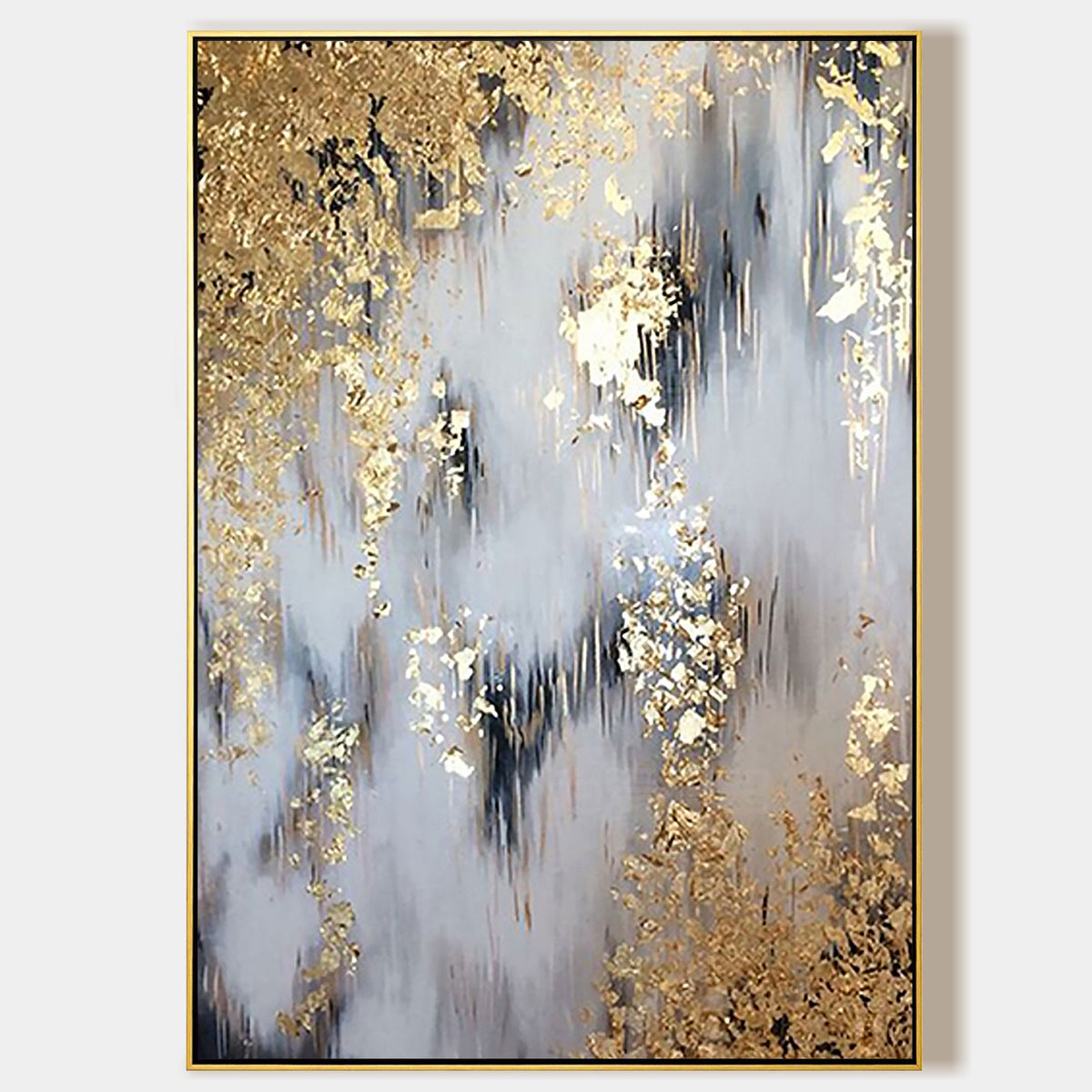Large Gold Leaf Modern Abstract Oil Painting Wall Art