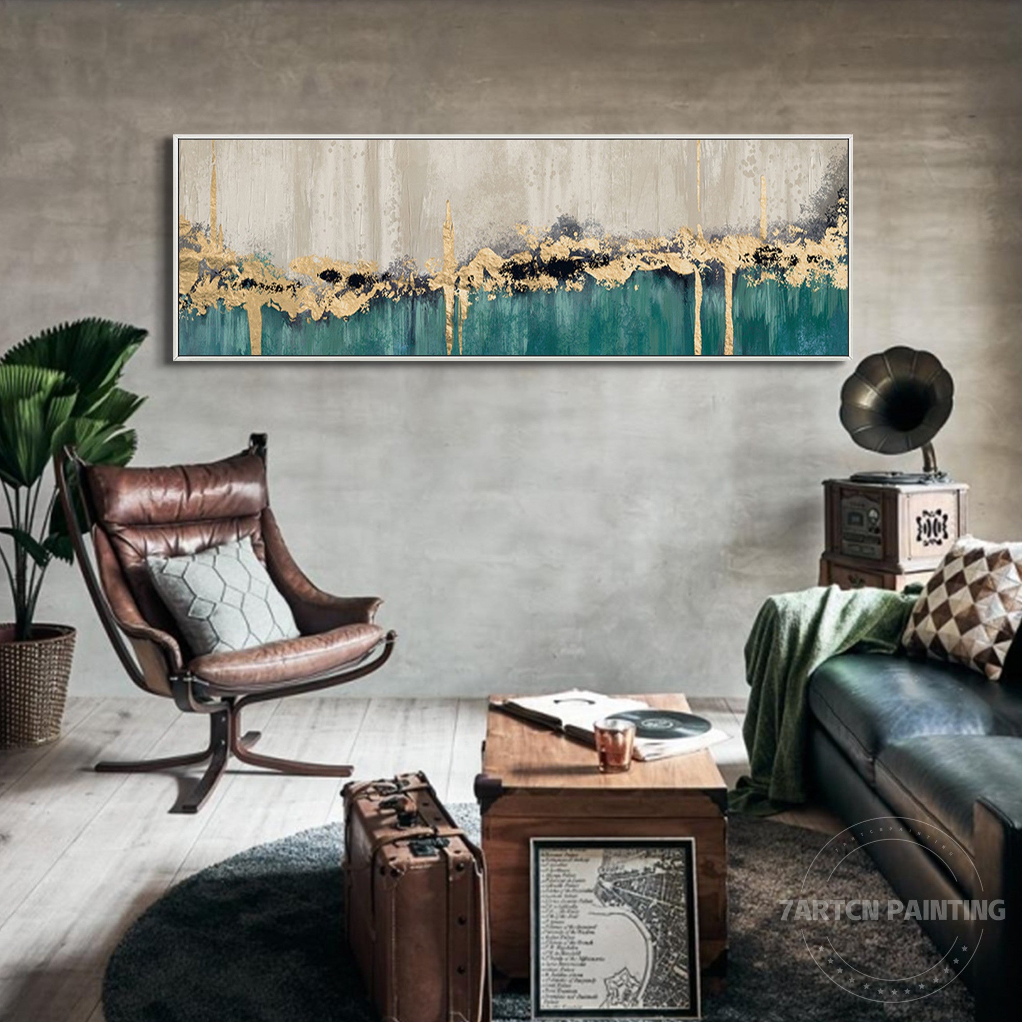Modern Abstract Oil Painting Long Horizontal Art