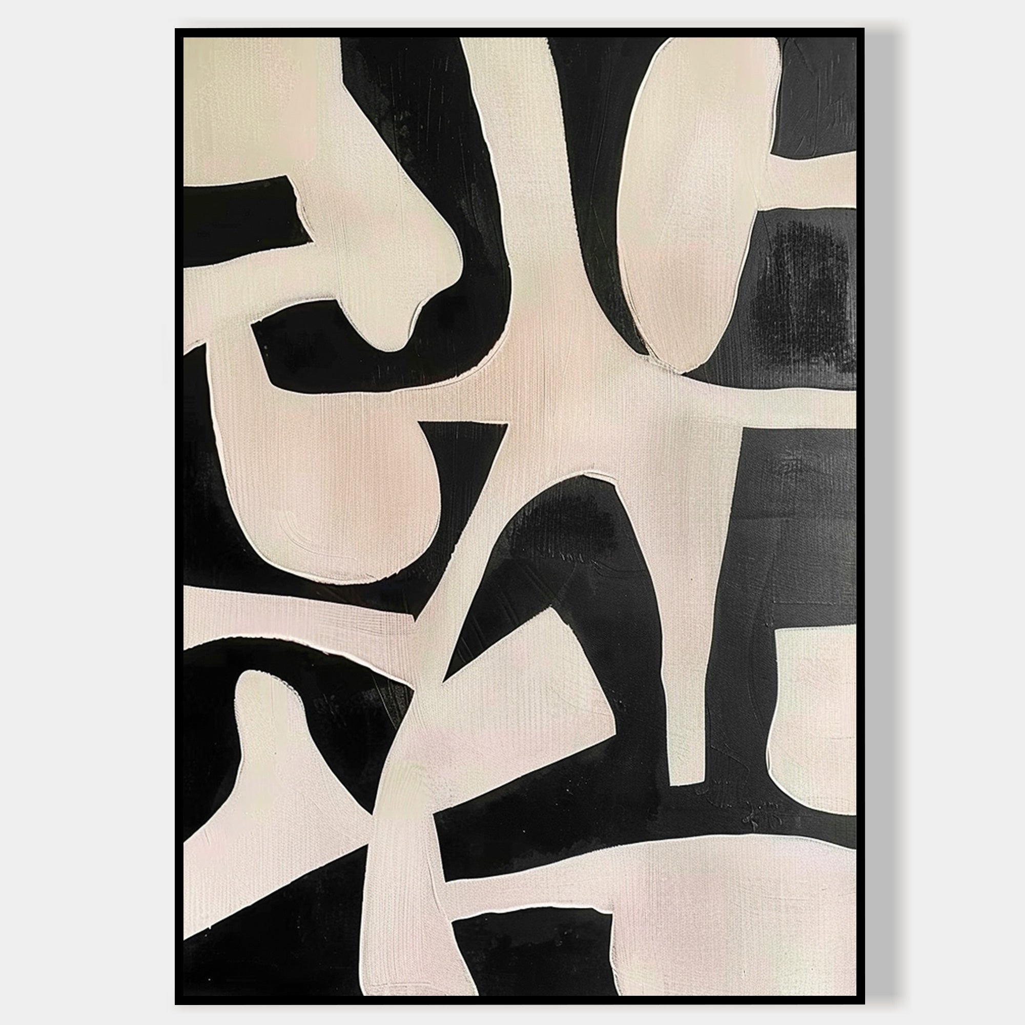 Organic Shape Minimalist Black Oil Painting
