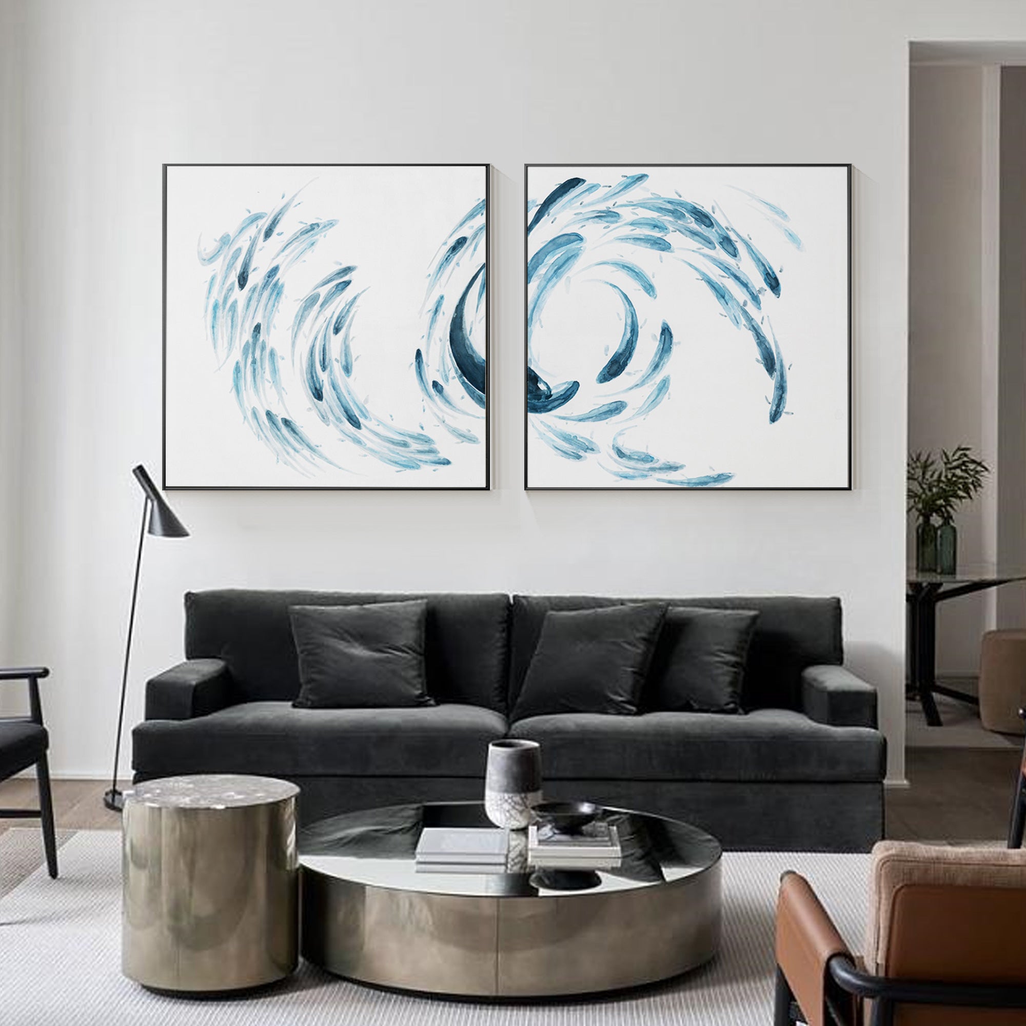 Wandkunst „Abstrakte Schule mit Koi-Fischen“