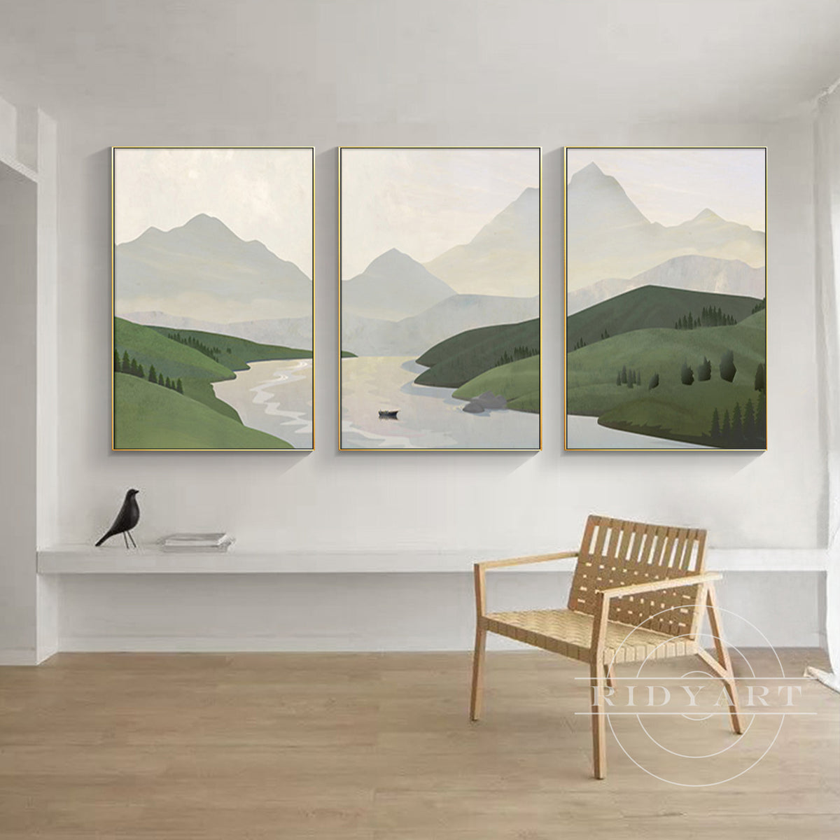 set of 3 sunrise mountain wall art for living room decor