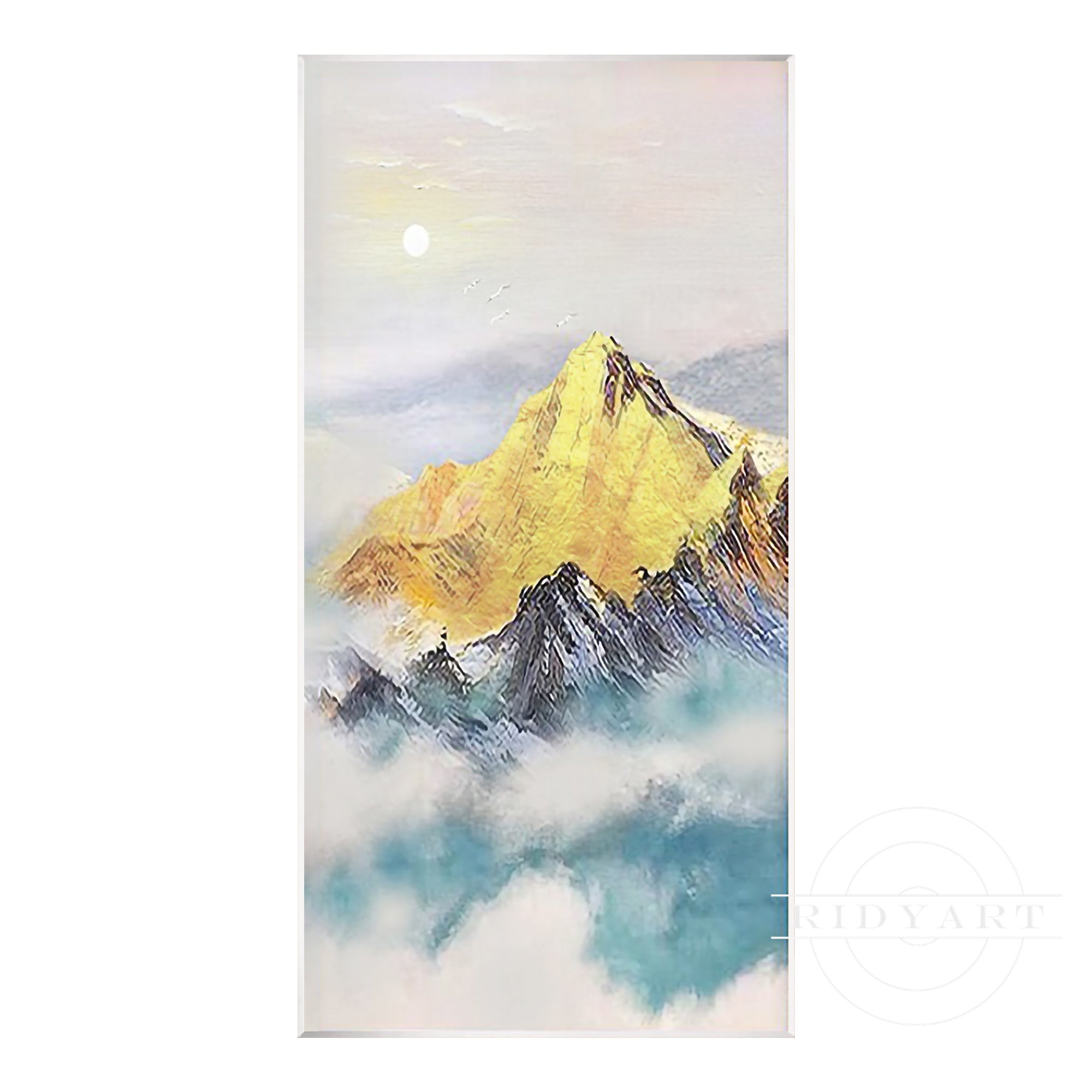 Wandkunst „Gold Mountain“ in Marineblau