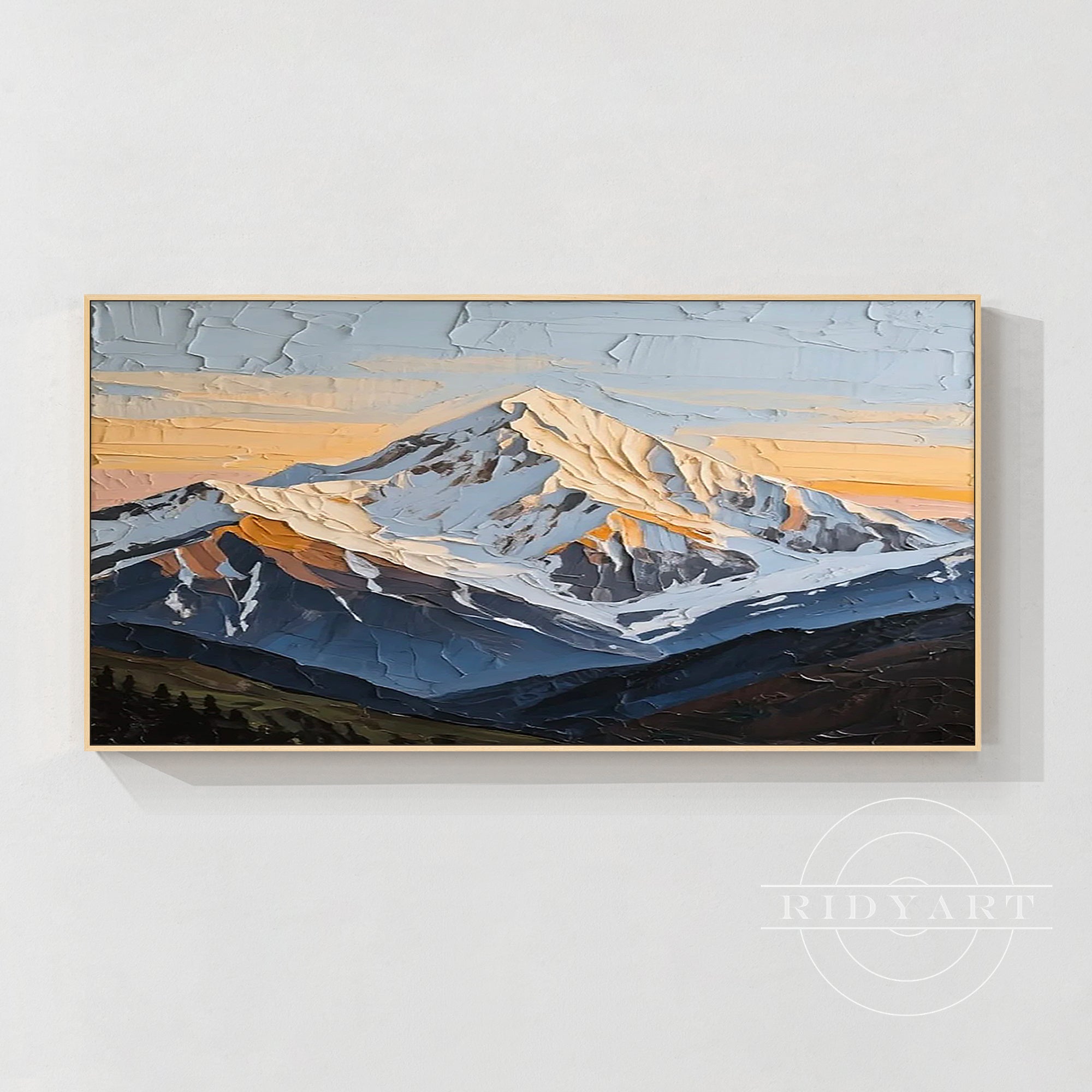 Wandkunst „Gold Mountain“ in Marineblau