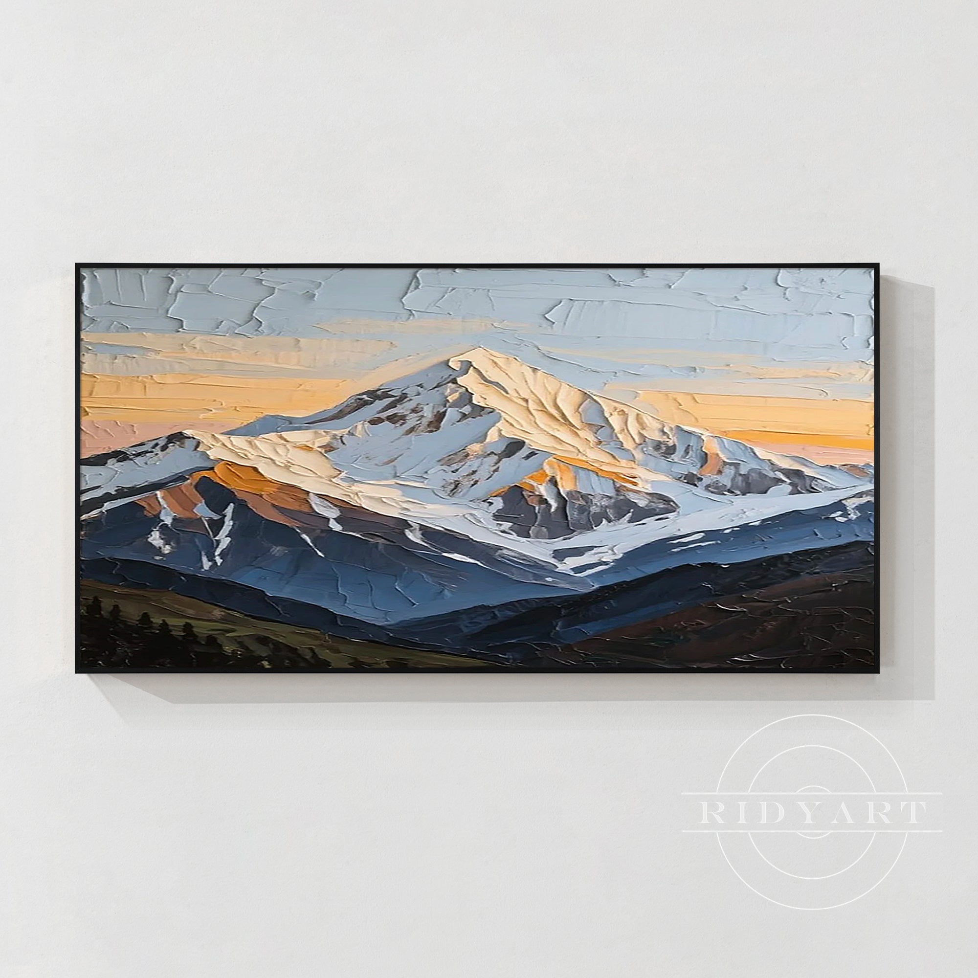 Wandkunst „Gold Mountain“ in Marineblau