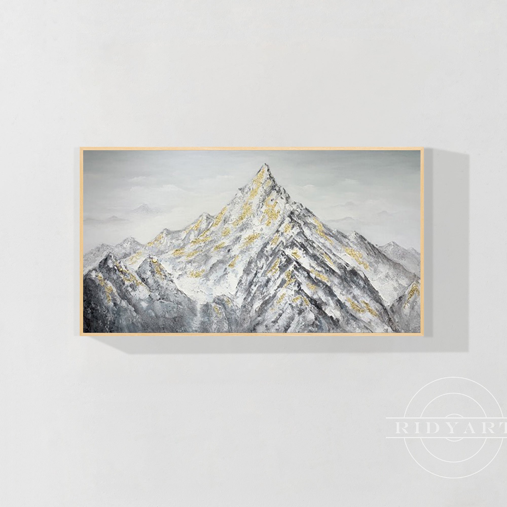 Wandkunst „Gold Mountain“ in Marineblau