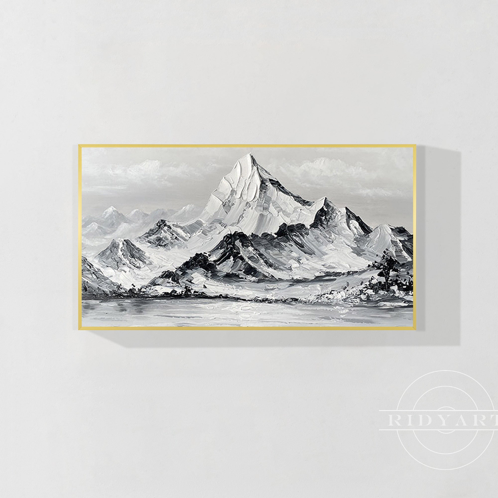 Wandkunst „Gold Mountain“ in Marineblau