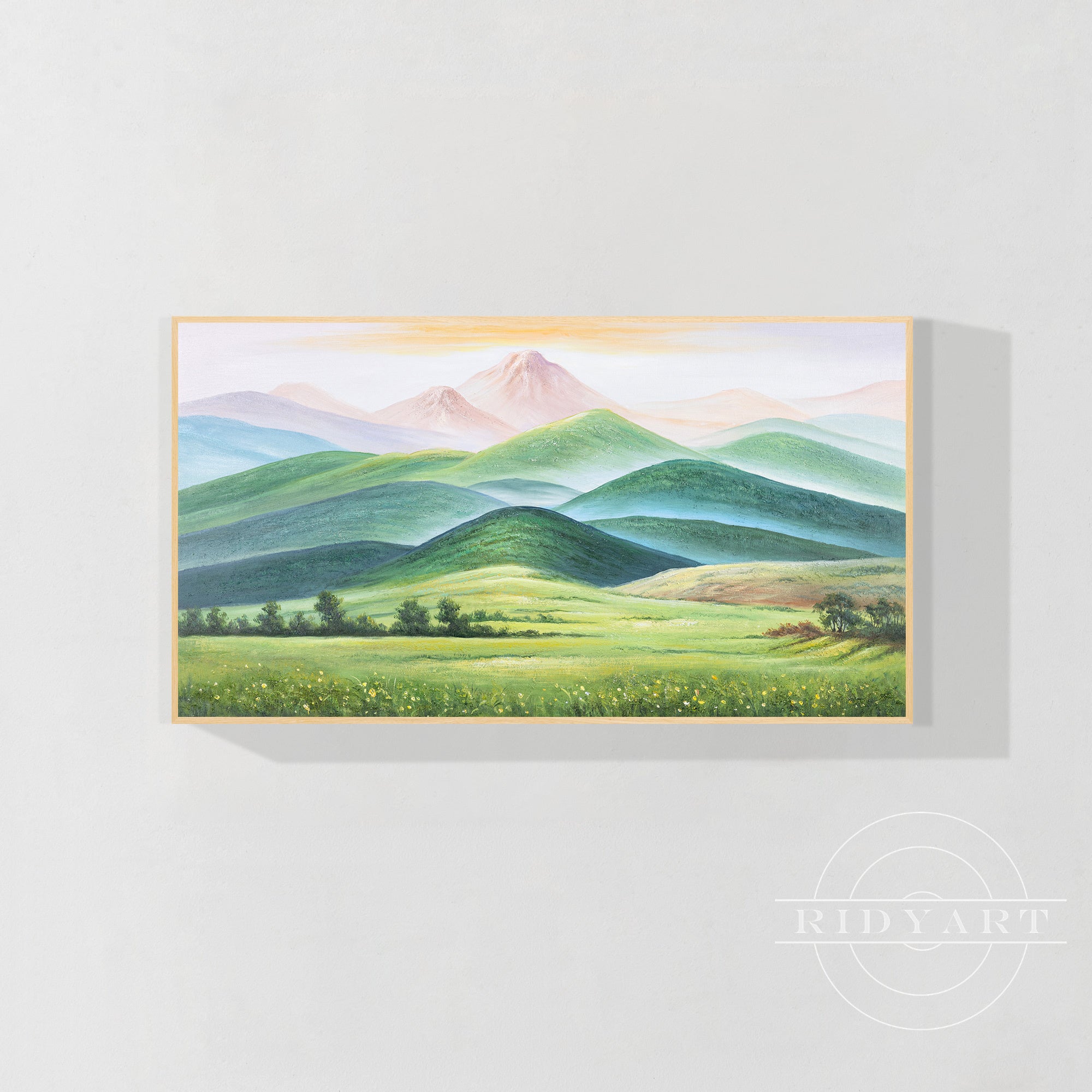 Wandkunst „Gold Mountain“ in Marineblau