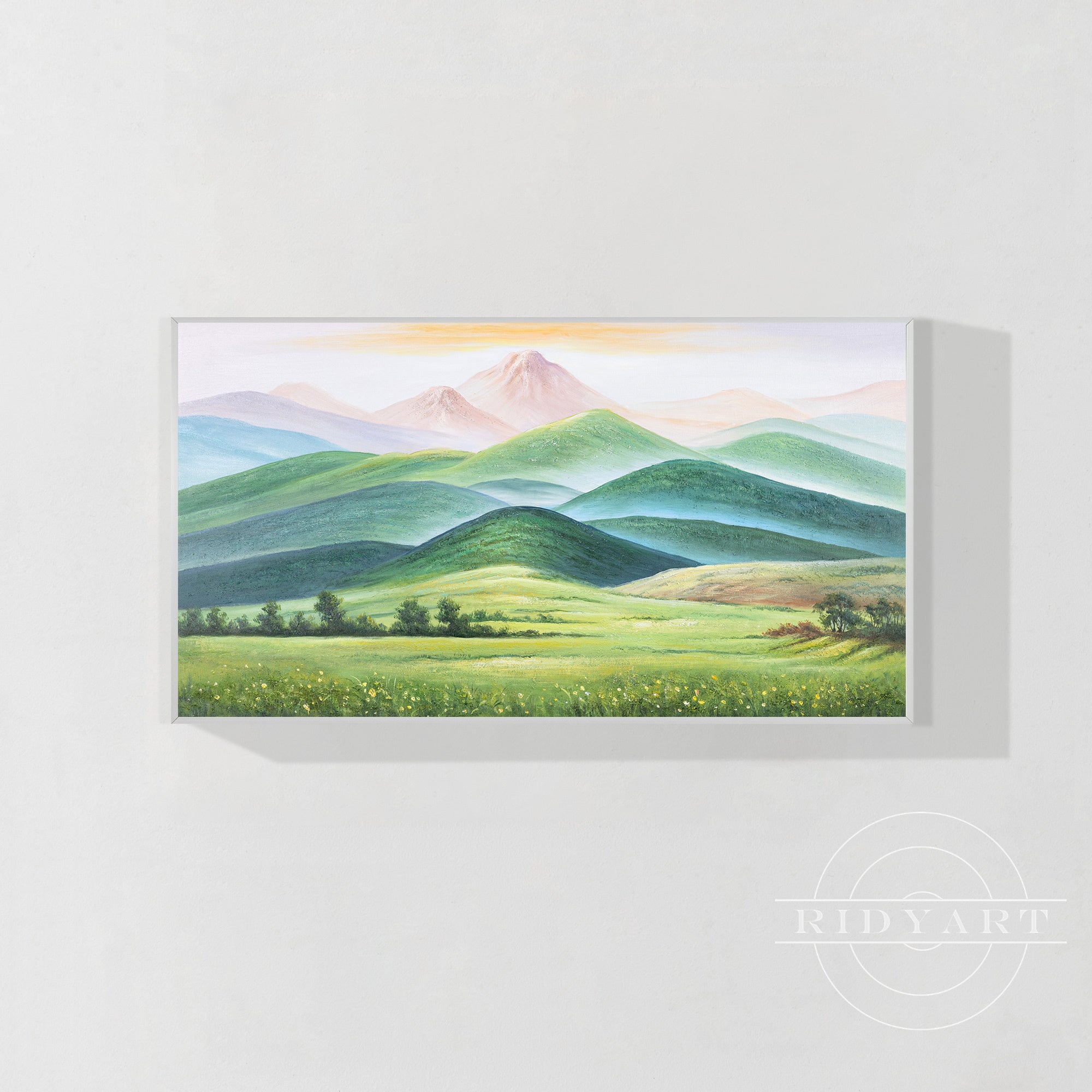 Wandkunst „Gold Mountain“ in Marineblau
