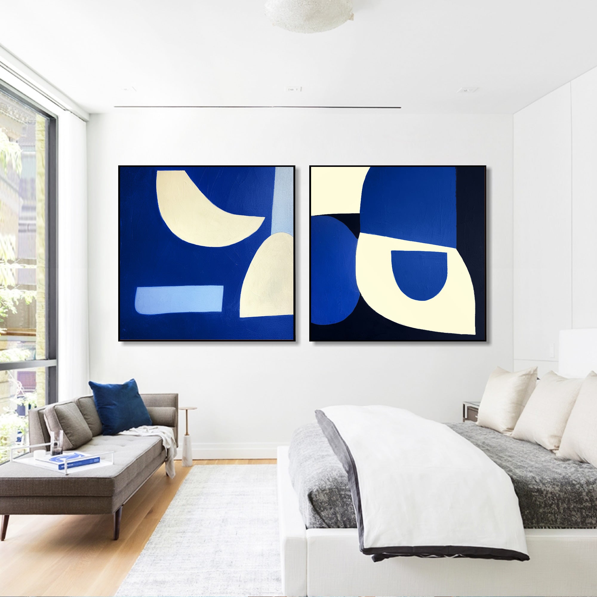 Navy Blue geometric abstract painting