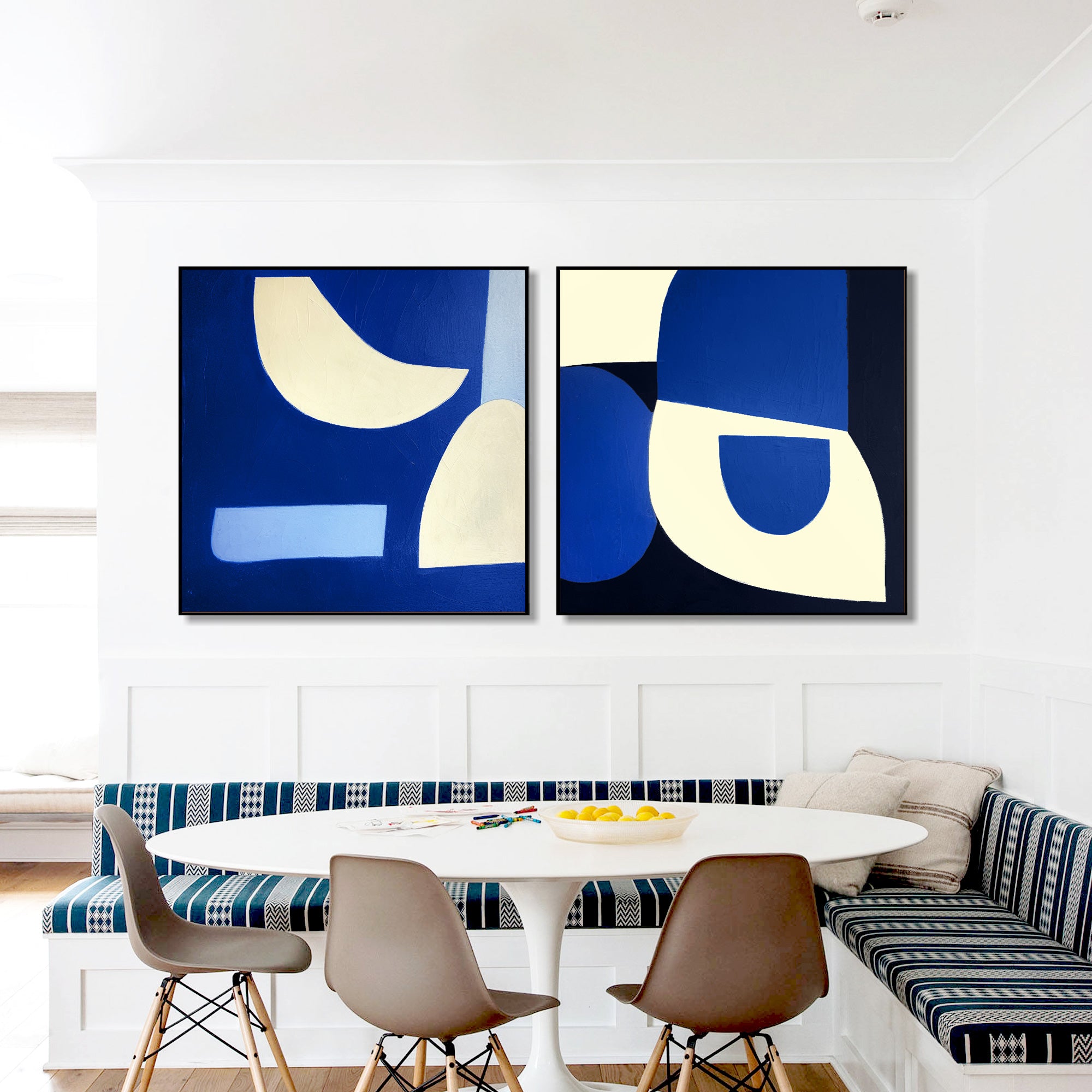 Navy Blue geometric abstract painting