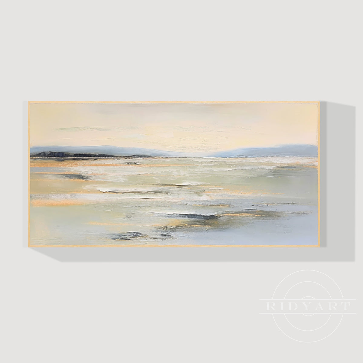 Minimalist Abstract Landscape – Large Neutral Beige Seascape Canvas