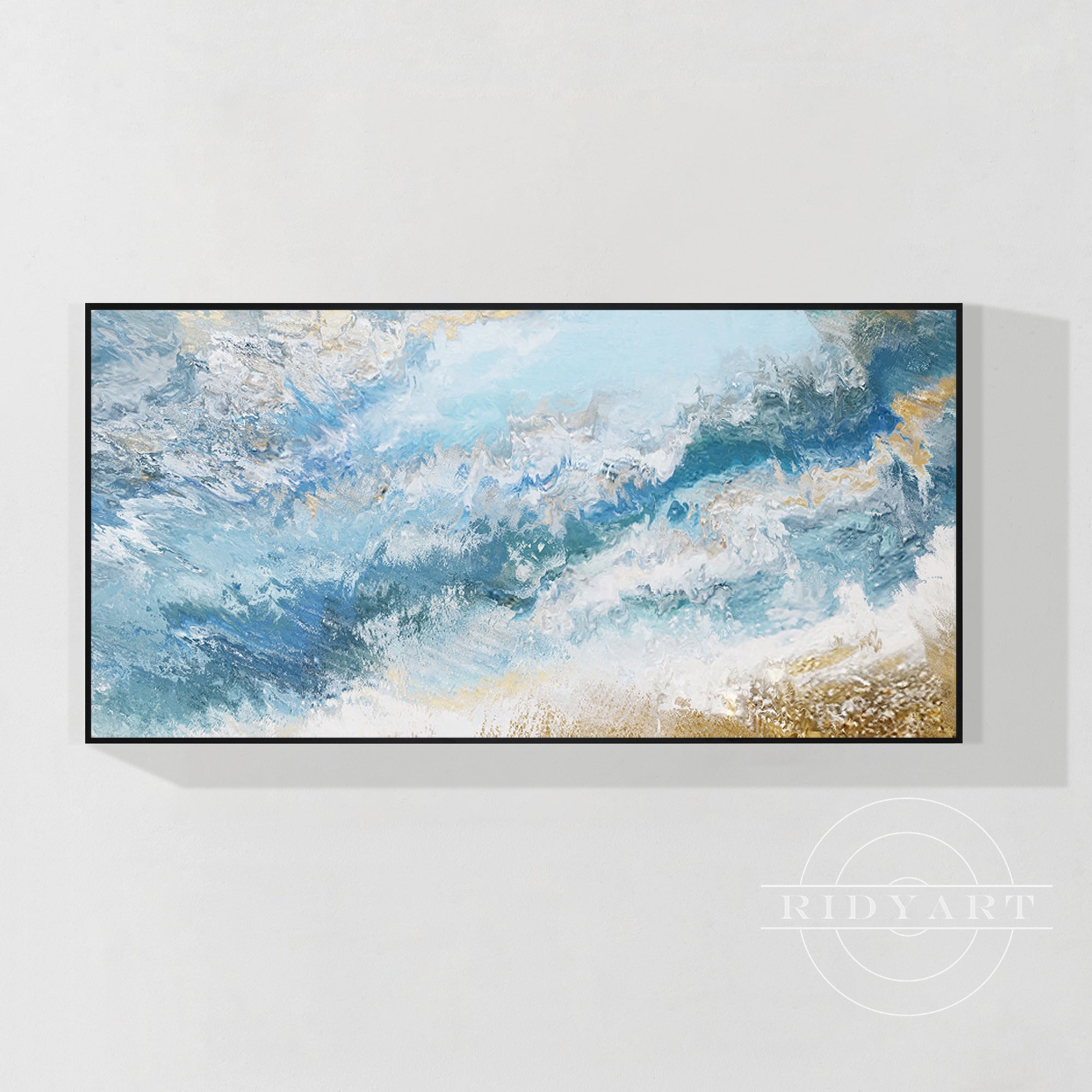 Wandkunst „Gold Mountain“ in Marineblau