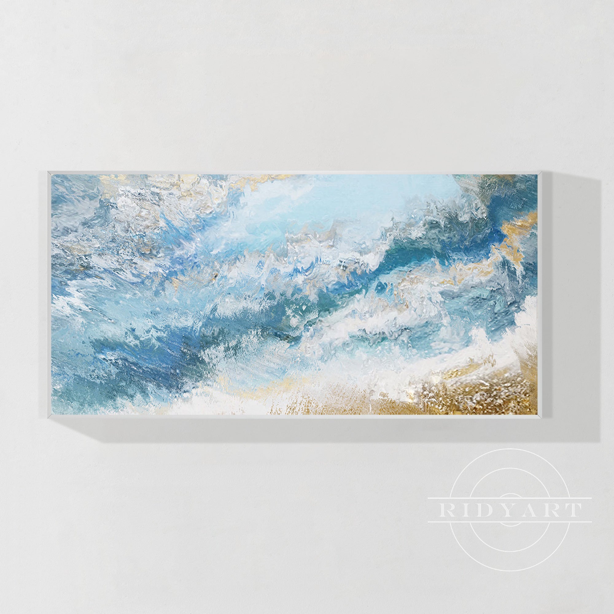 Wandkunst „Gold Mountain“ in Marineblau
