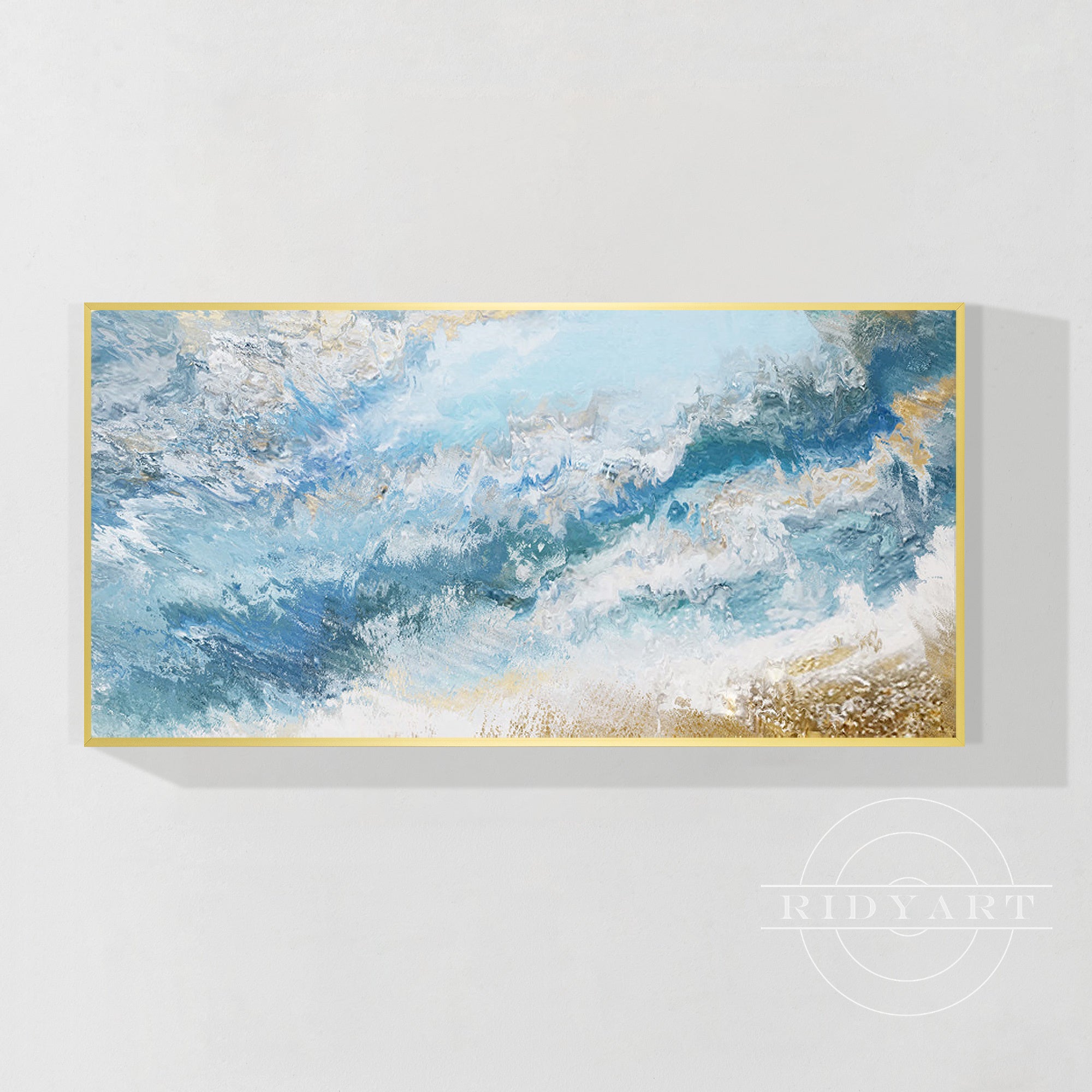 Wandkunst „Gold Mountain“ in Marineblau