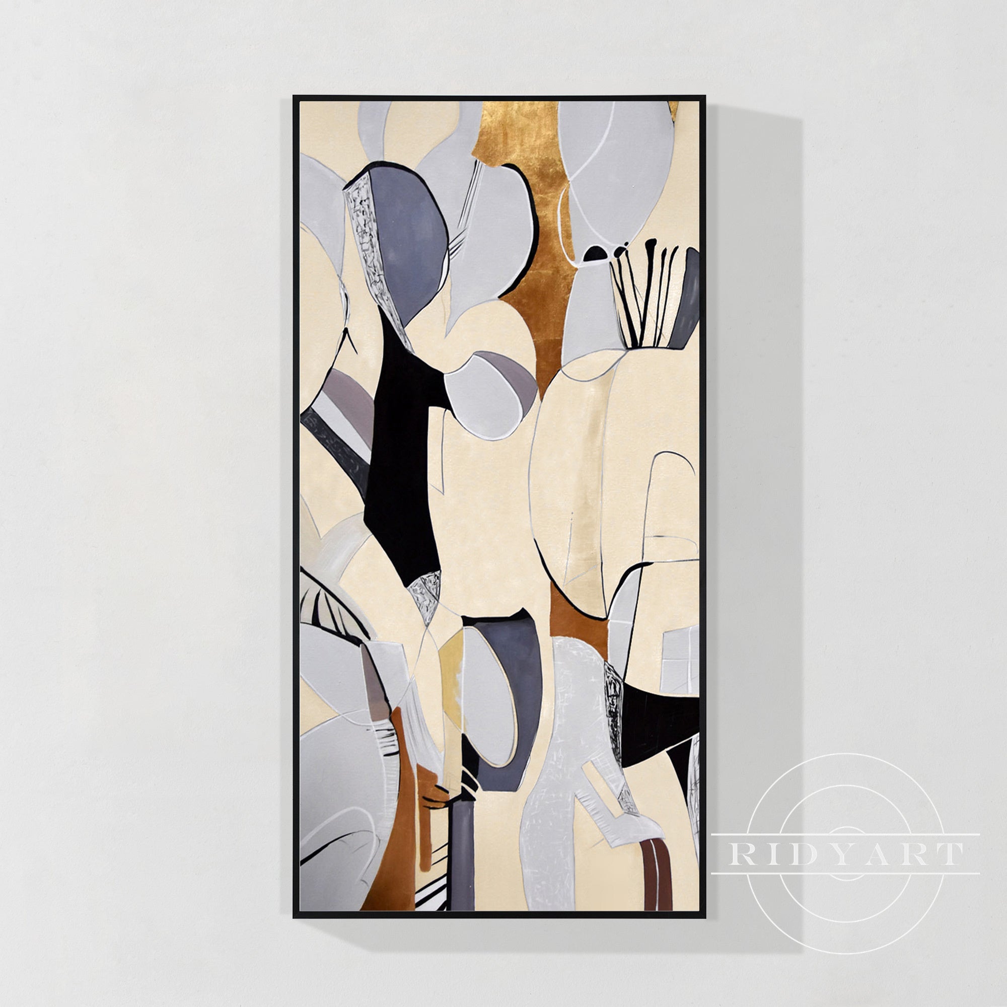 Organic Shape Abstract Geometric Painting on Canvas