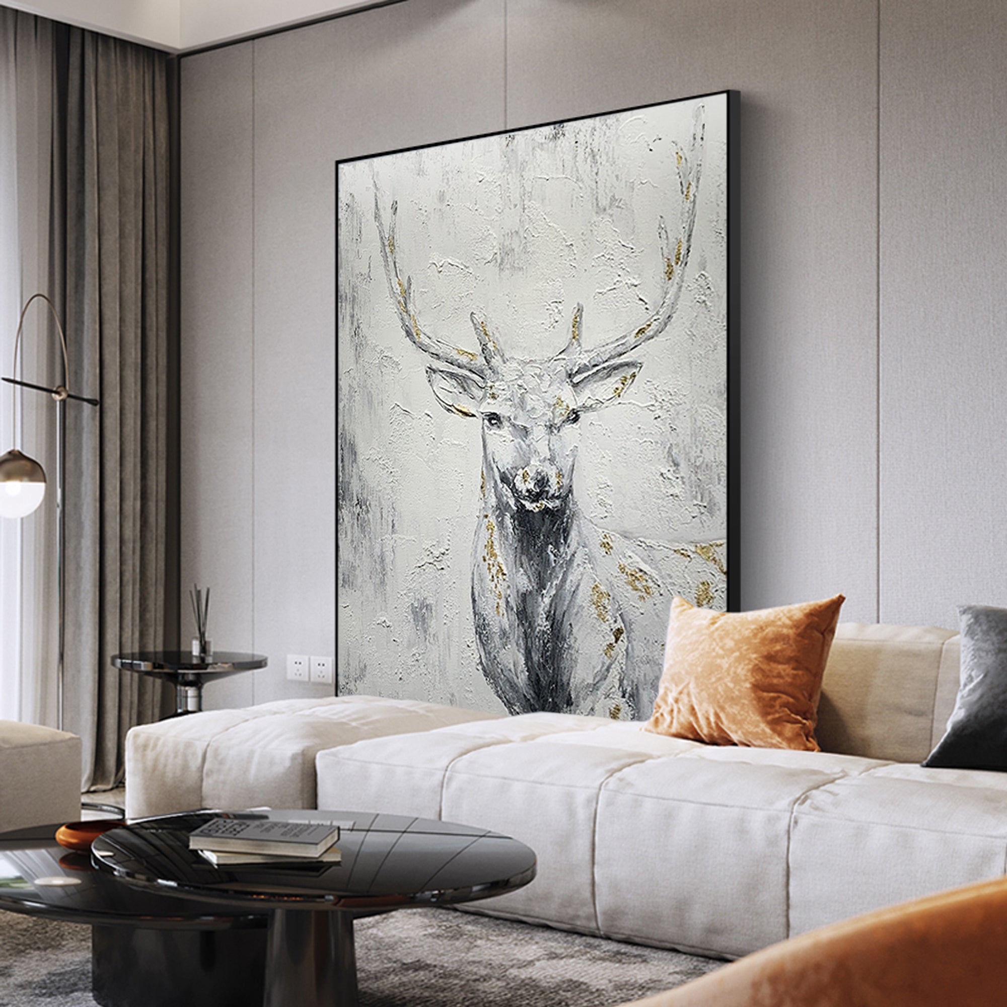 Originales und handgemaltes Hirsch-Wandbild auf Leinwand