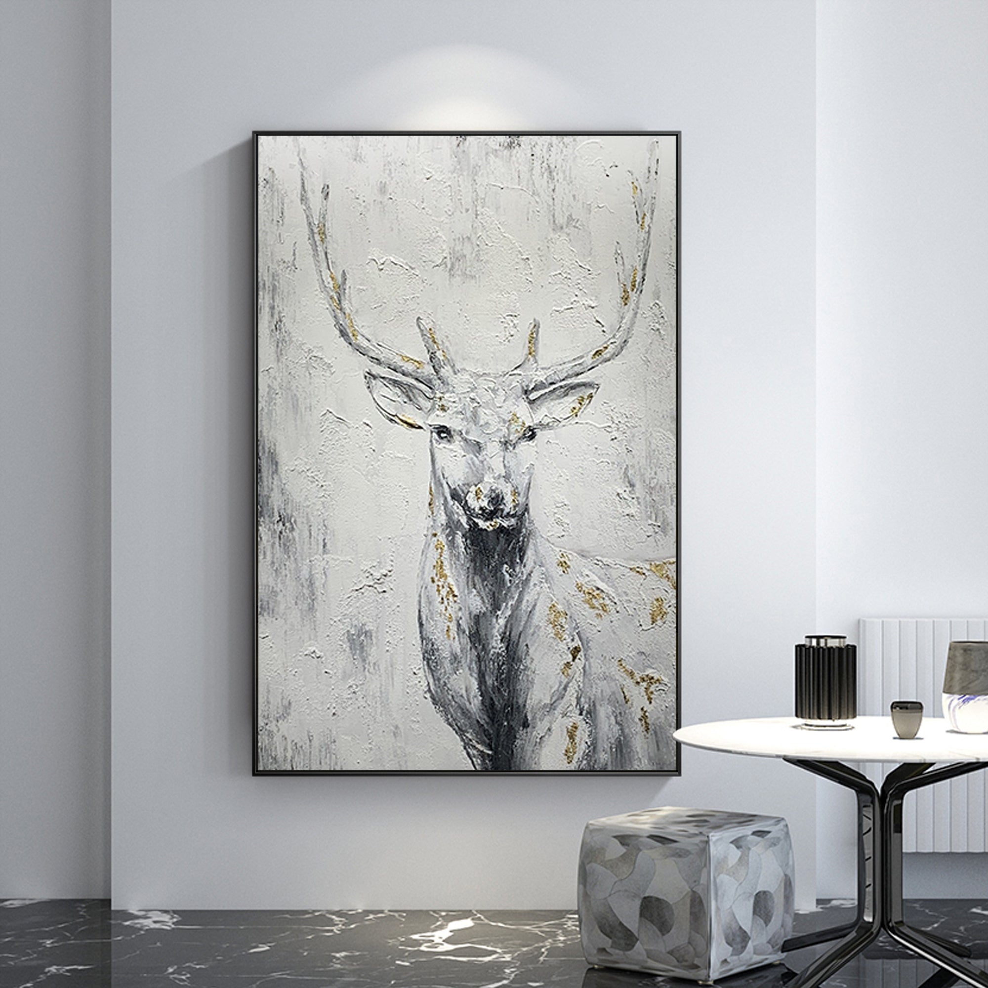 Originales und handgemaltes Hirsch-Wandbild auf Leinwand