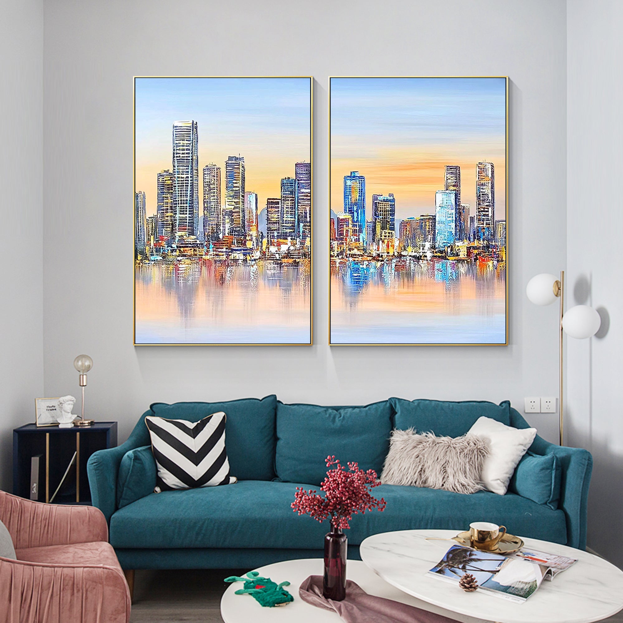 2er-Set Skyline der Stadt