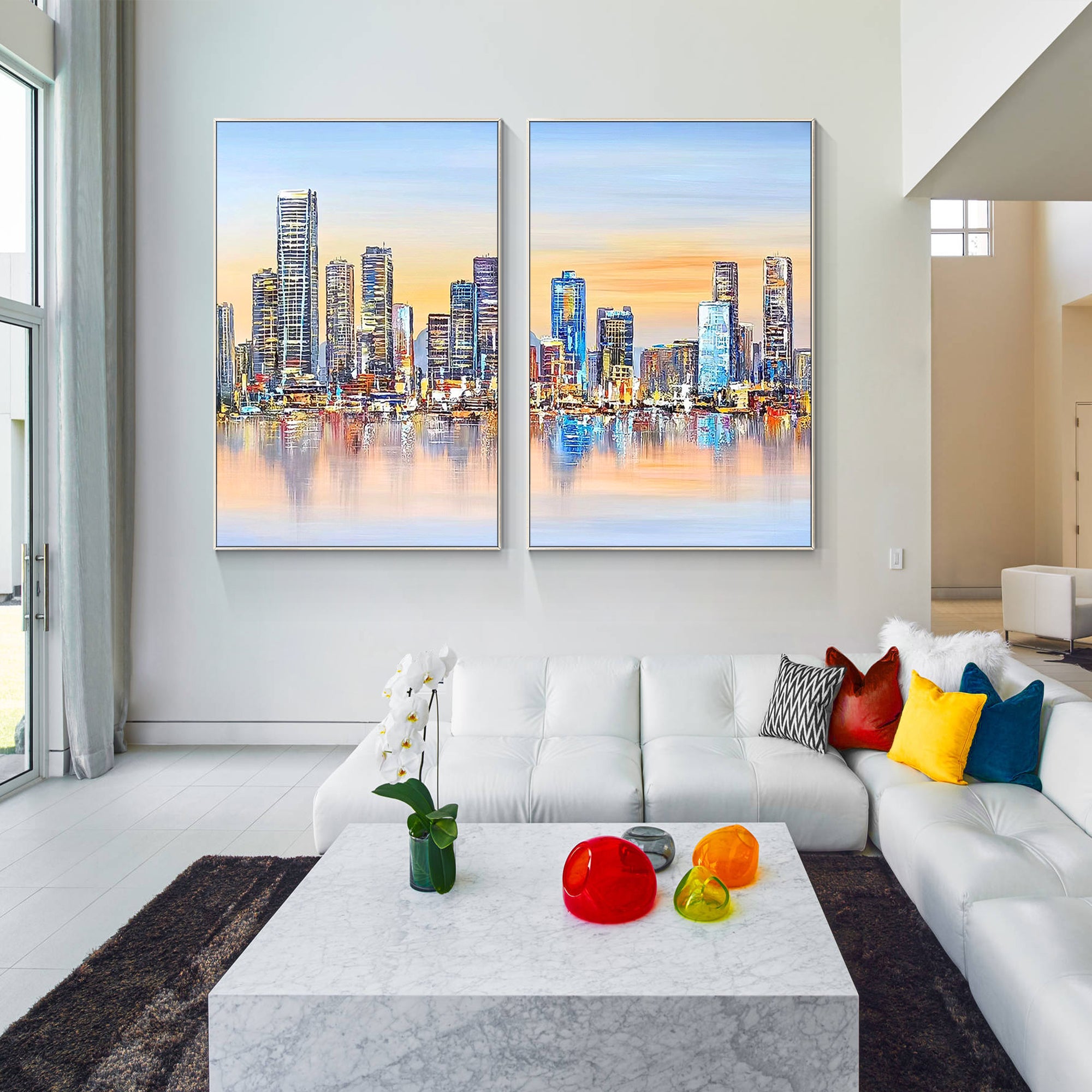2er-Set Skyline der Stadt
