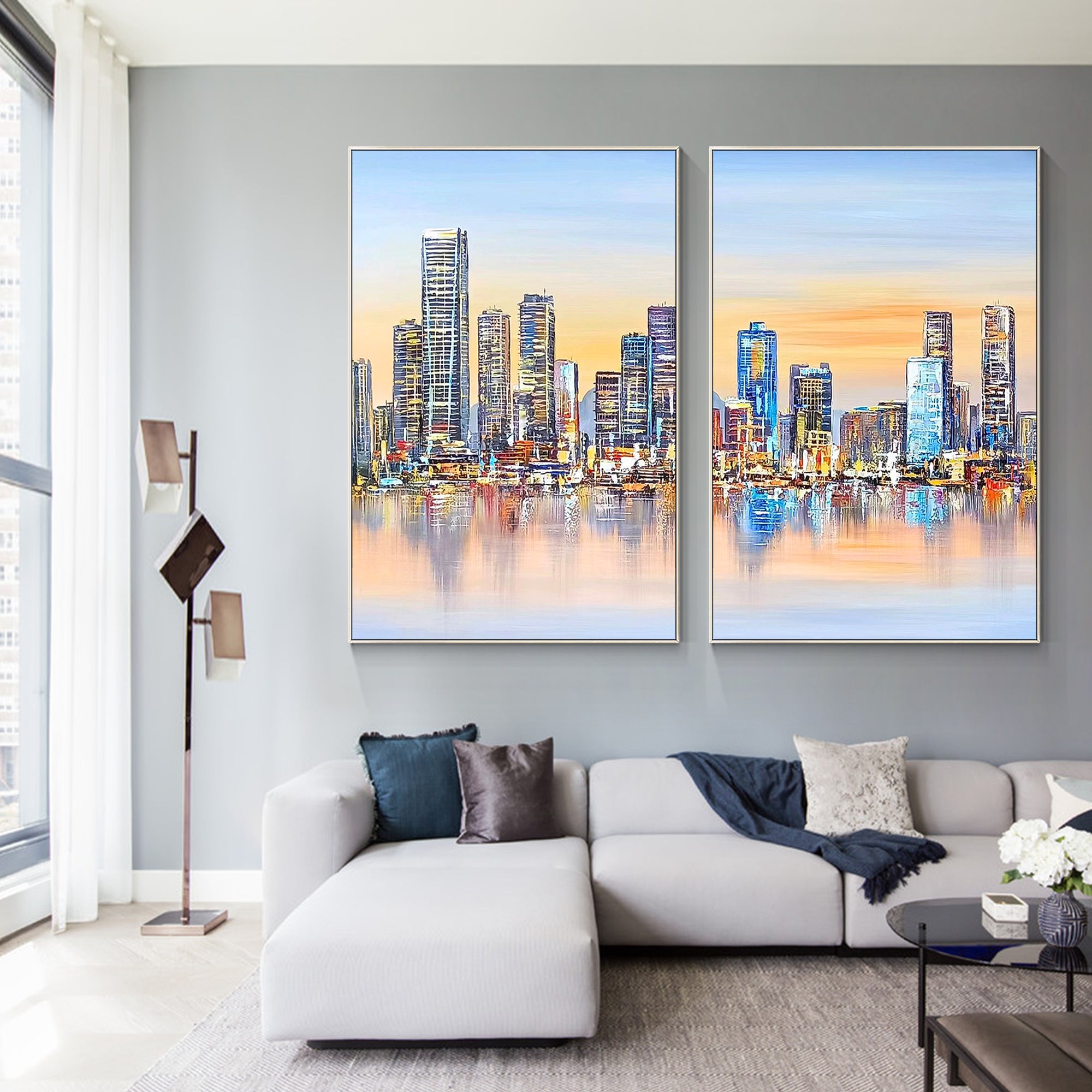2er-Set Skyline der Stadt