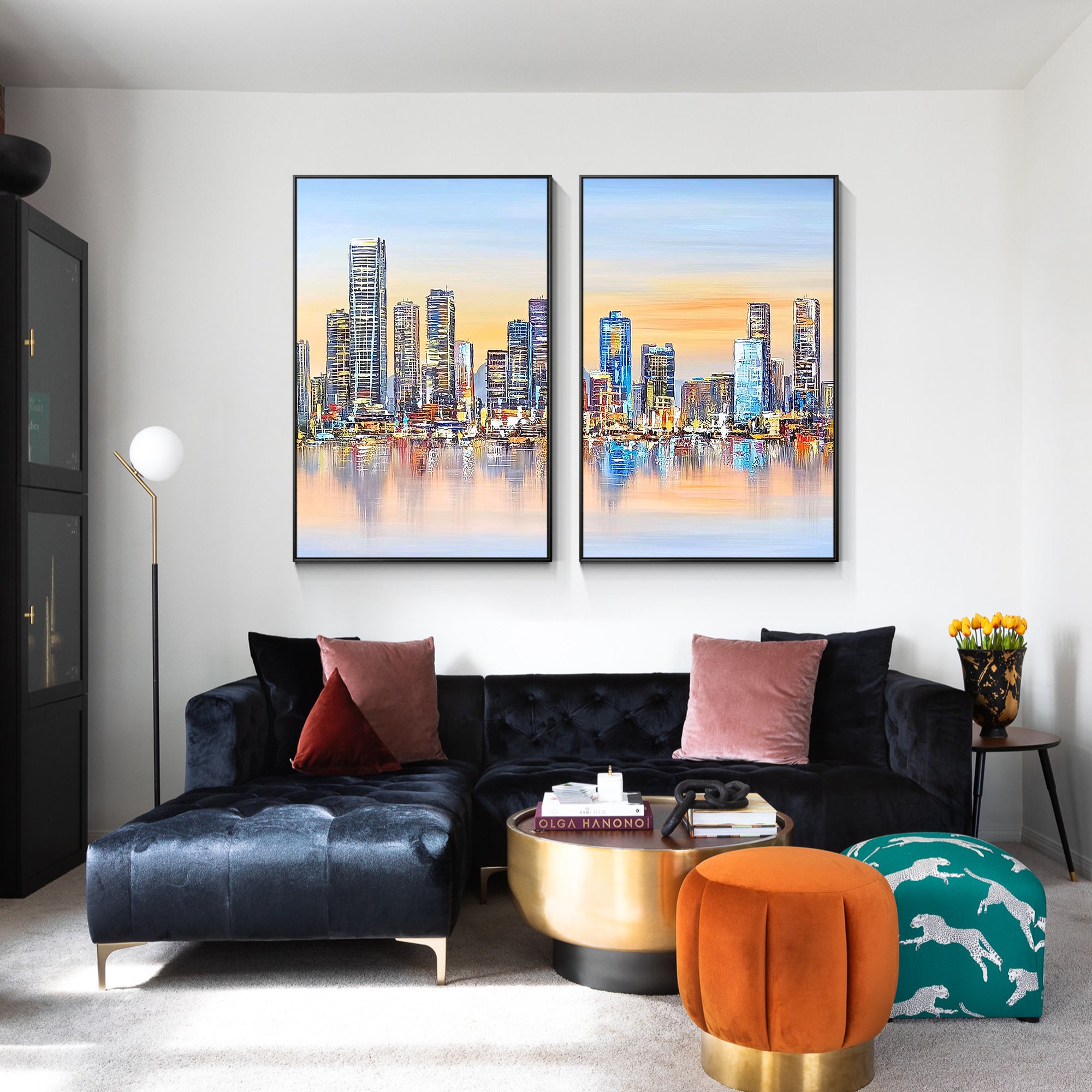 2er-Set Skyline der Stadt