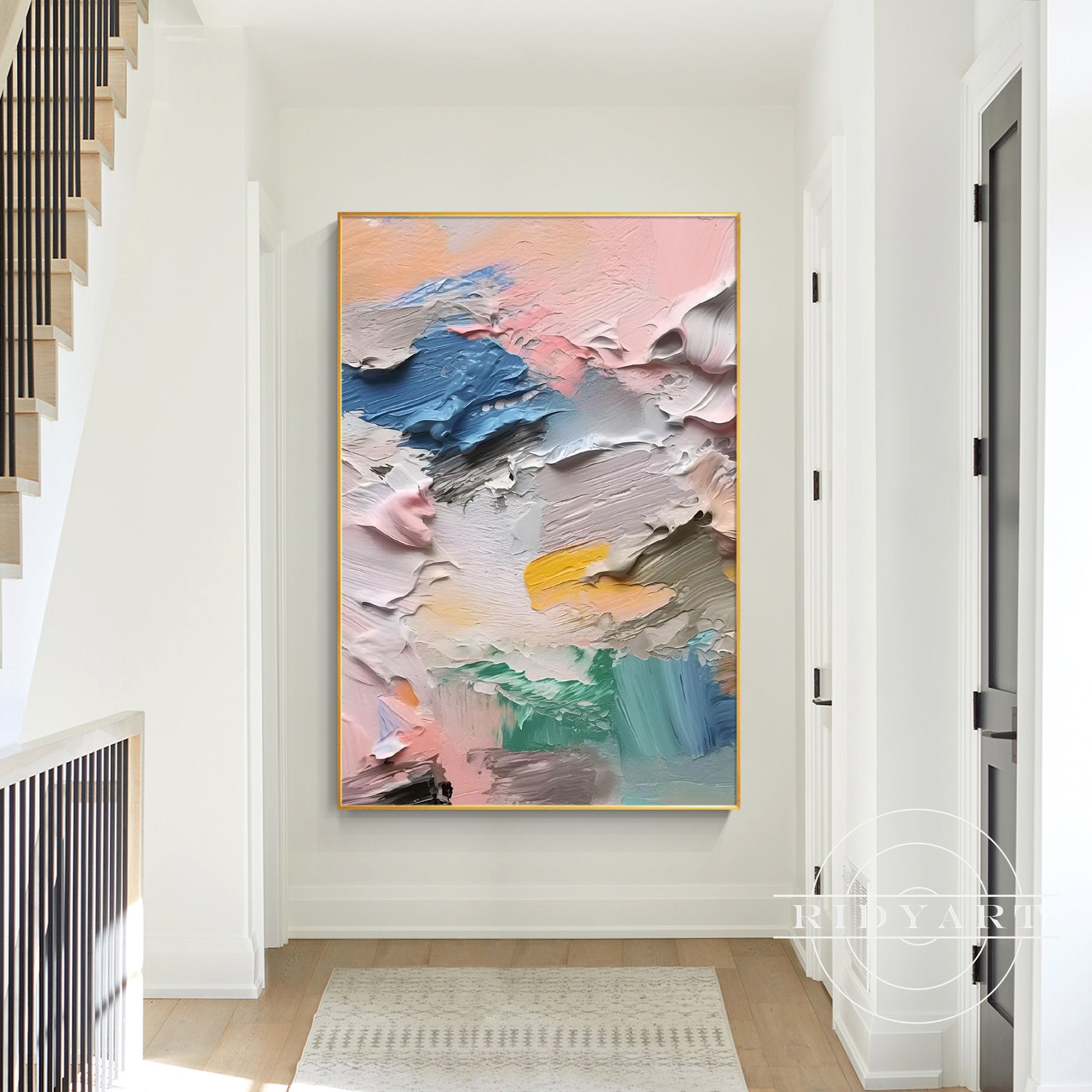 Elegant pastel abstract wall art on canvas for modern interiors