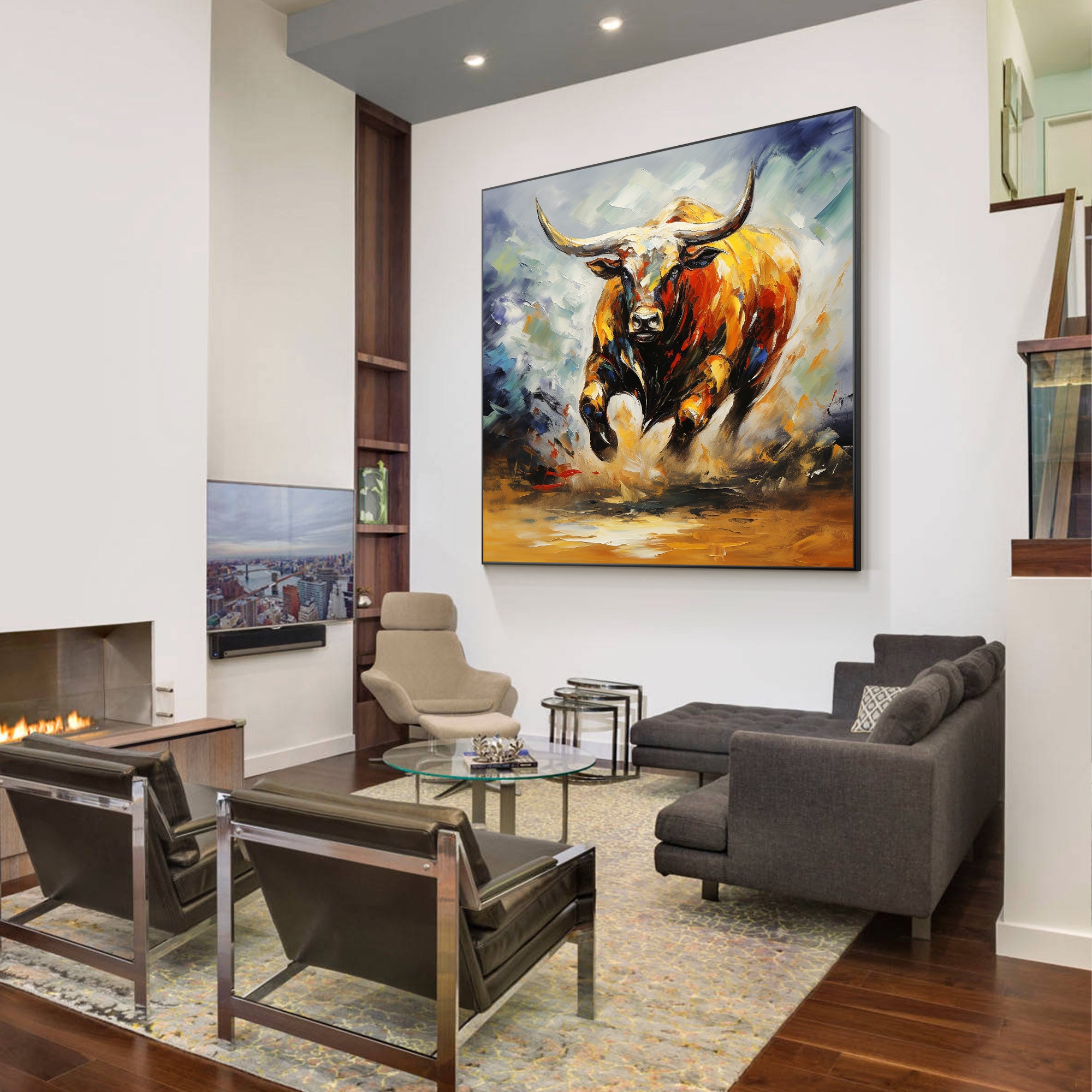 Running Bull Texture Wall Art
