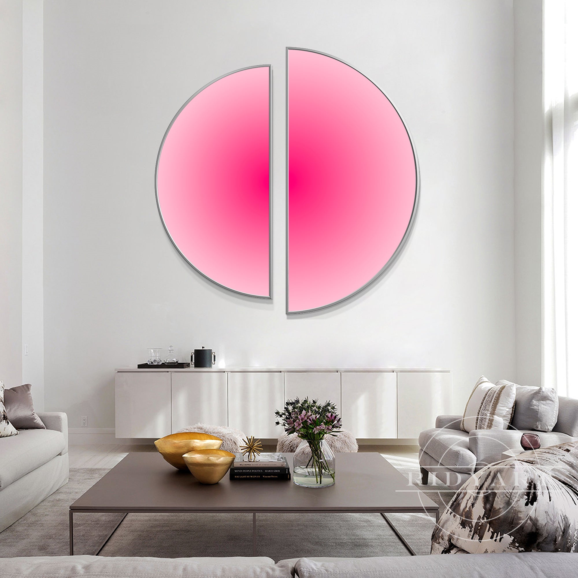 Pink gradient hand-painted oil art – contemporary wall decor