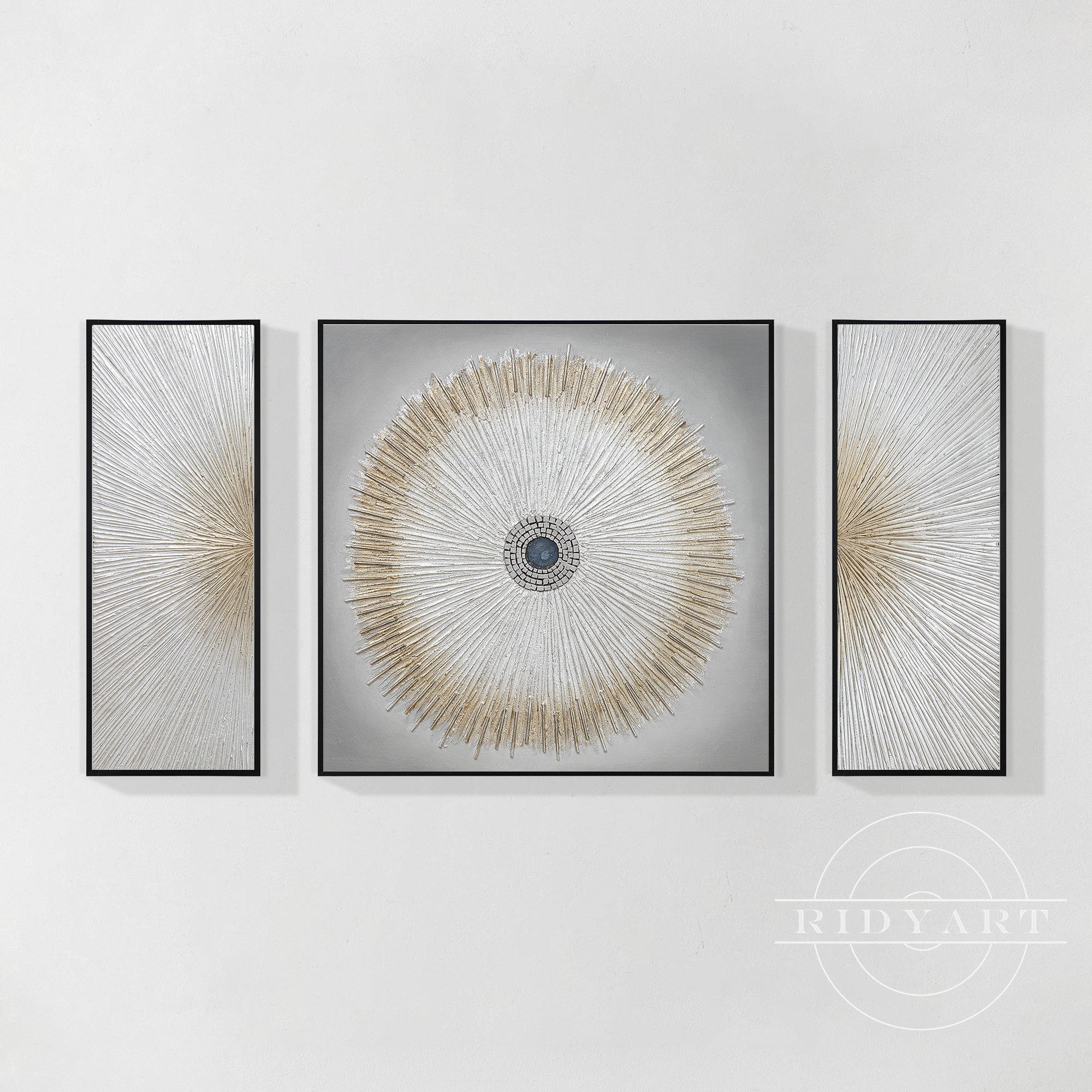 3er Set Weiß Gold Grau Kunst