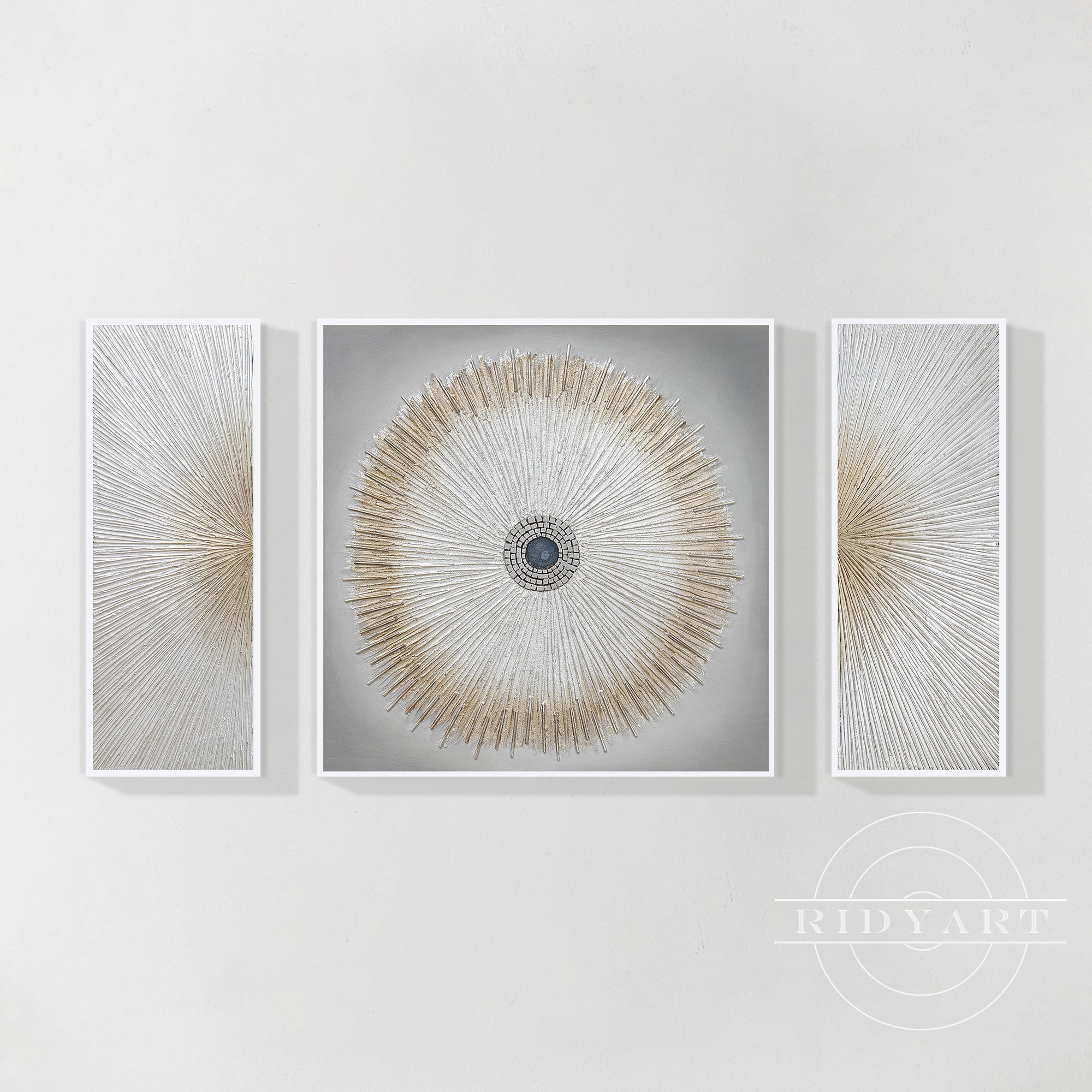 3er Set Weiß Gold Grau Kunst