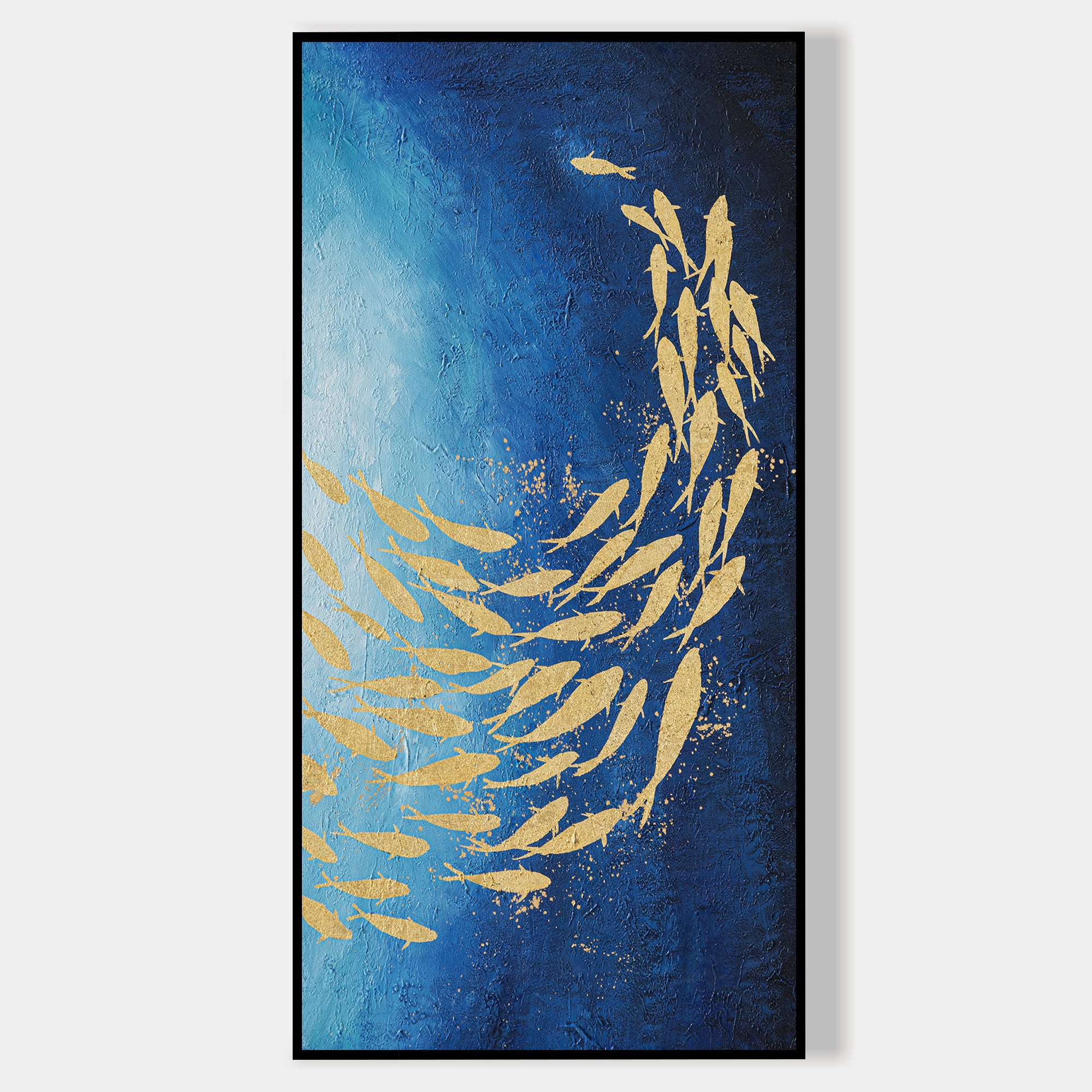 Blauer Fischschwarm Ölgemälde