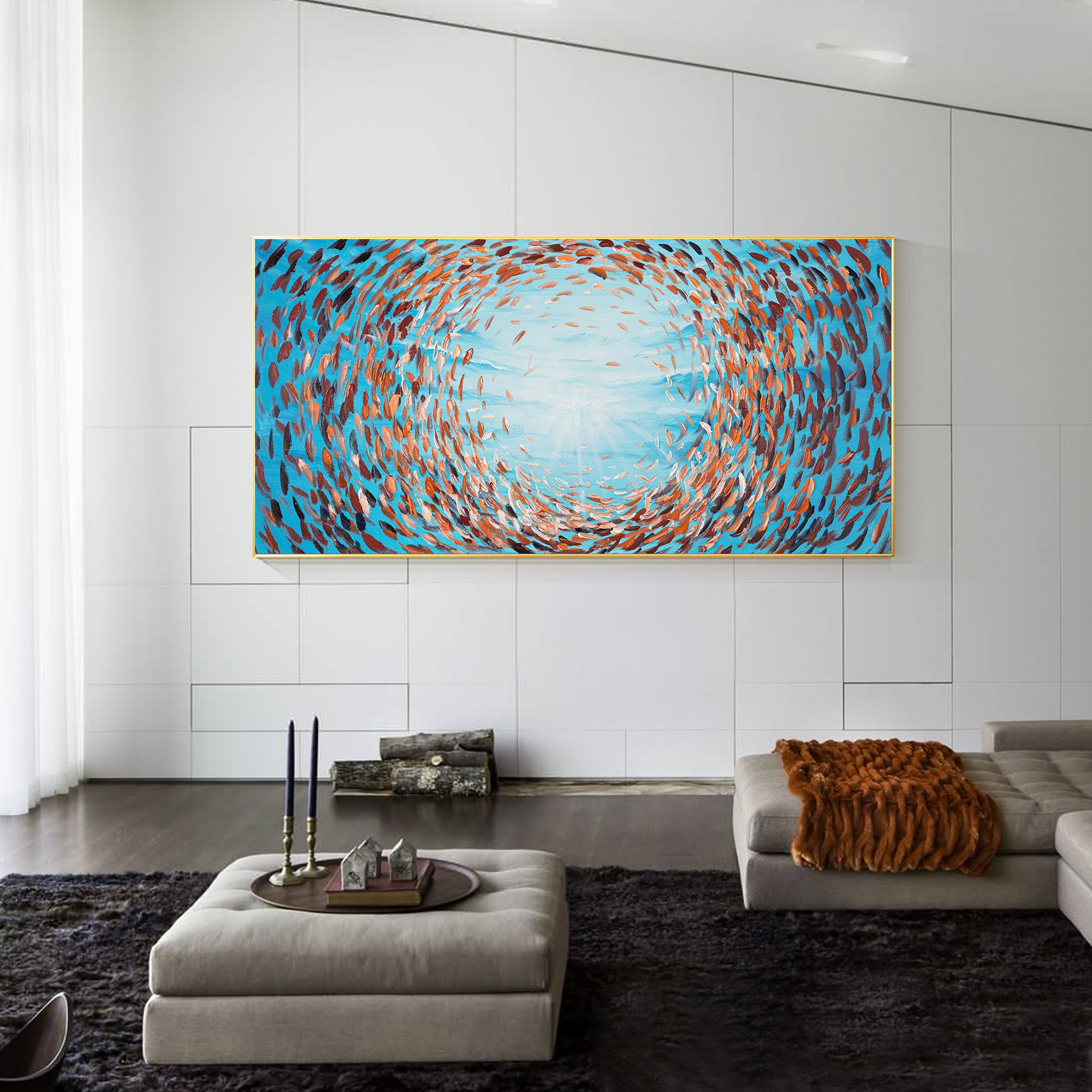 Colorful School of Fish Oil Painting