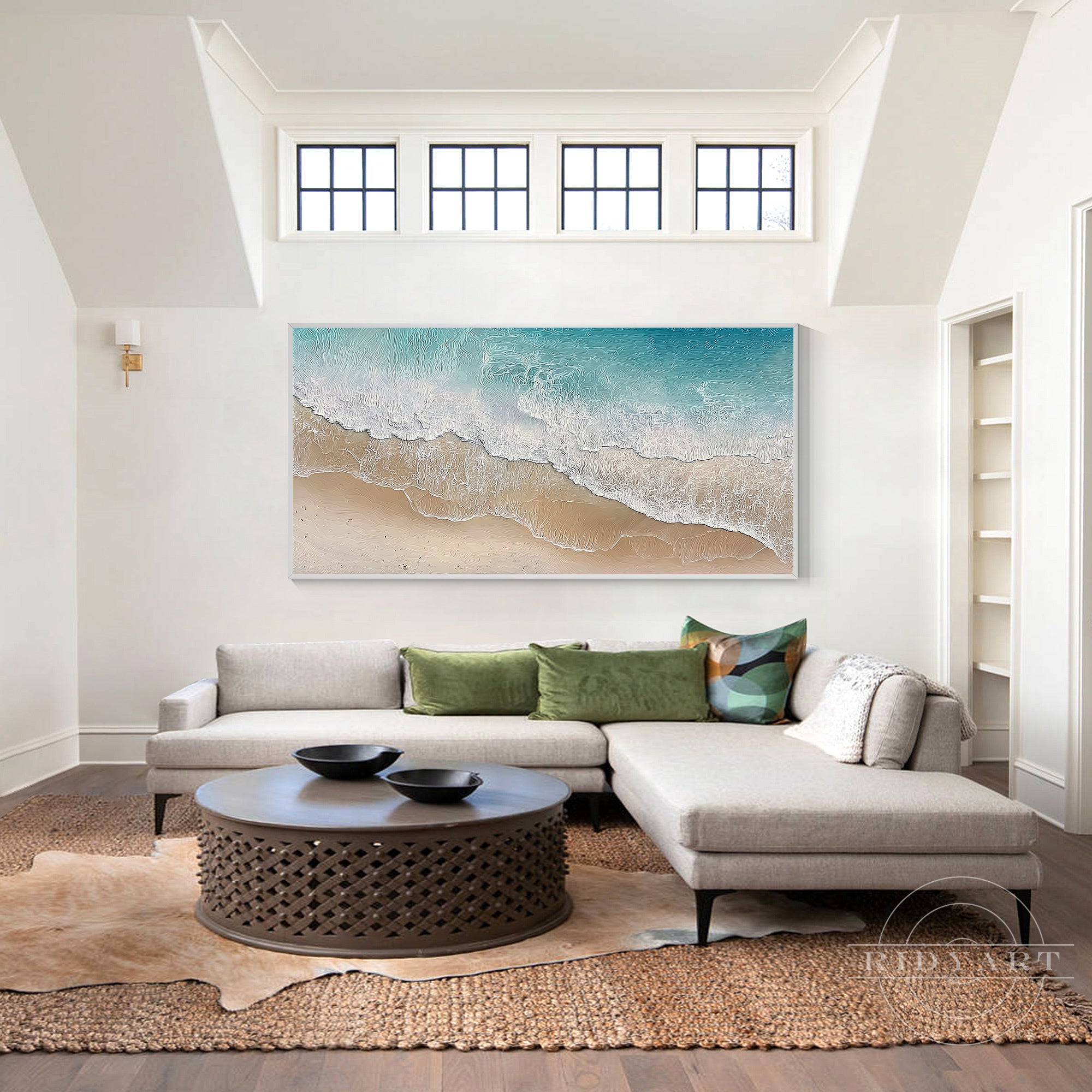 hand painted ocean wall art textured minimalist decor