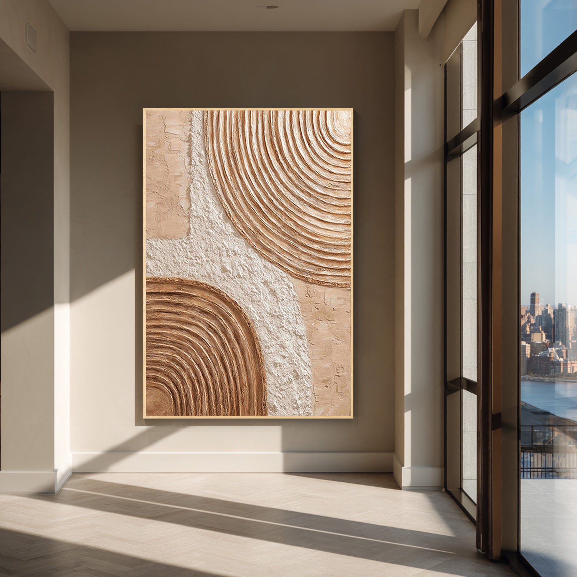 beige textured abstract painting earth tone minimalist wall art