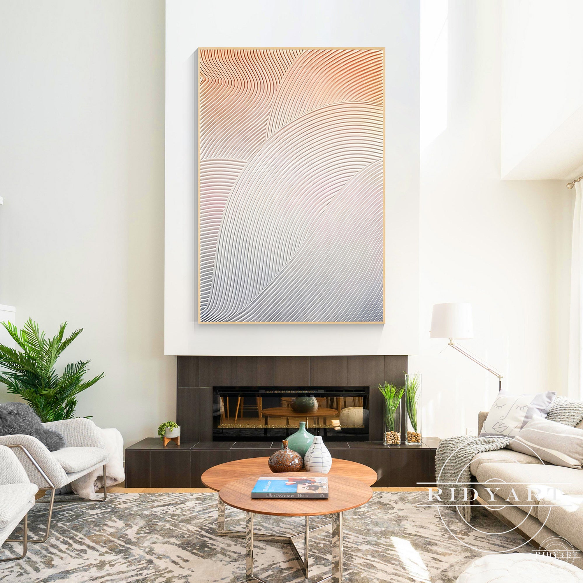 handmade abstract wall art neutral purple living room decor
