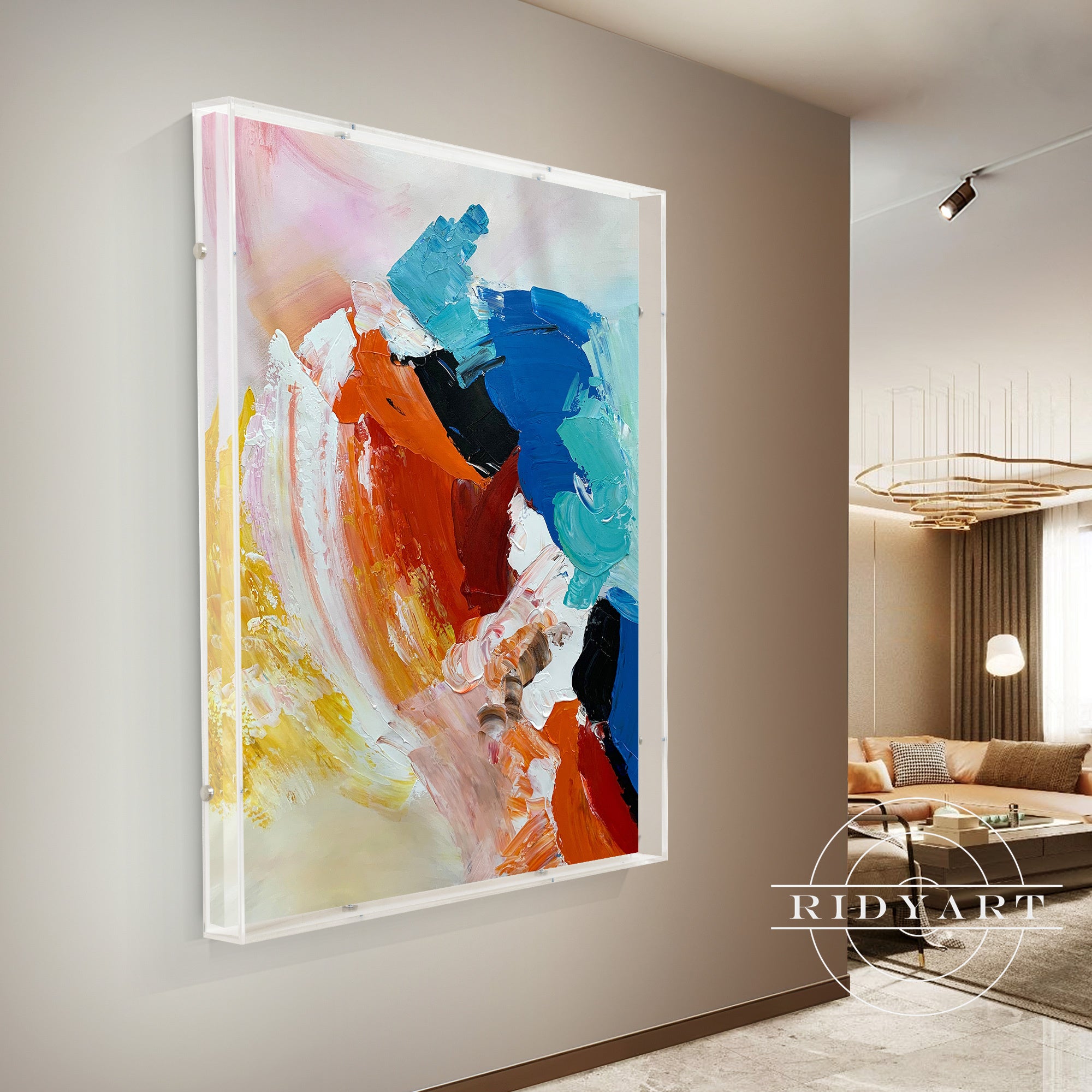 Transparent acrylic box for displaying oil paintings