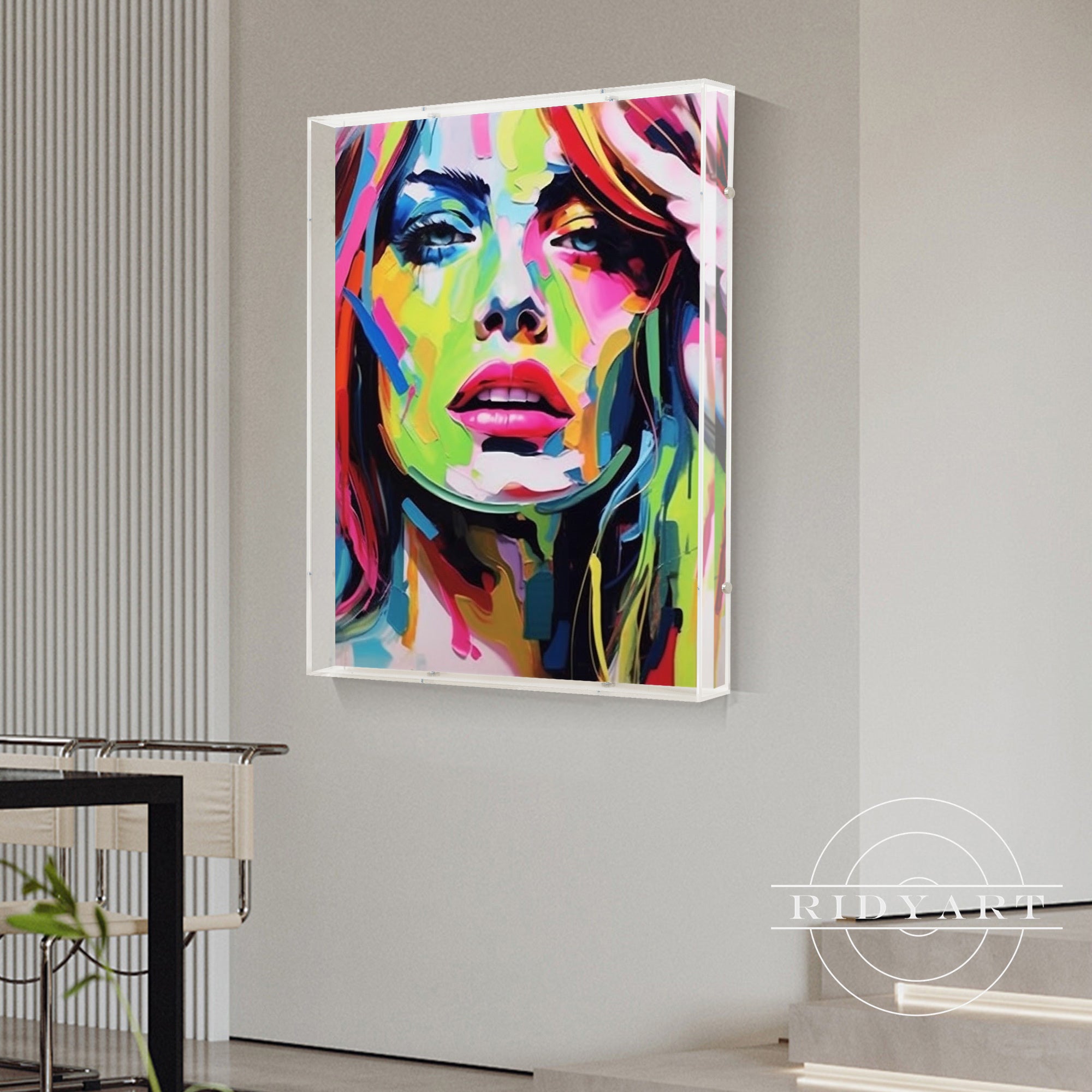 Transparent acrylic box for displaying oil paintings
