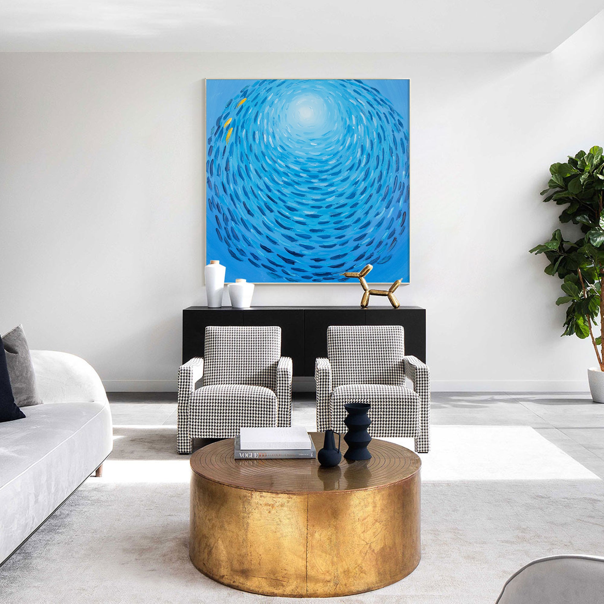 Vibrant School Of Fish Abstract Oil Painting