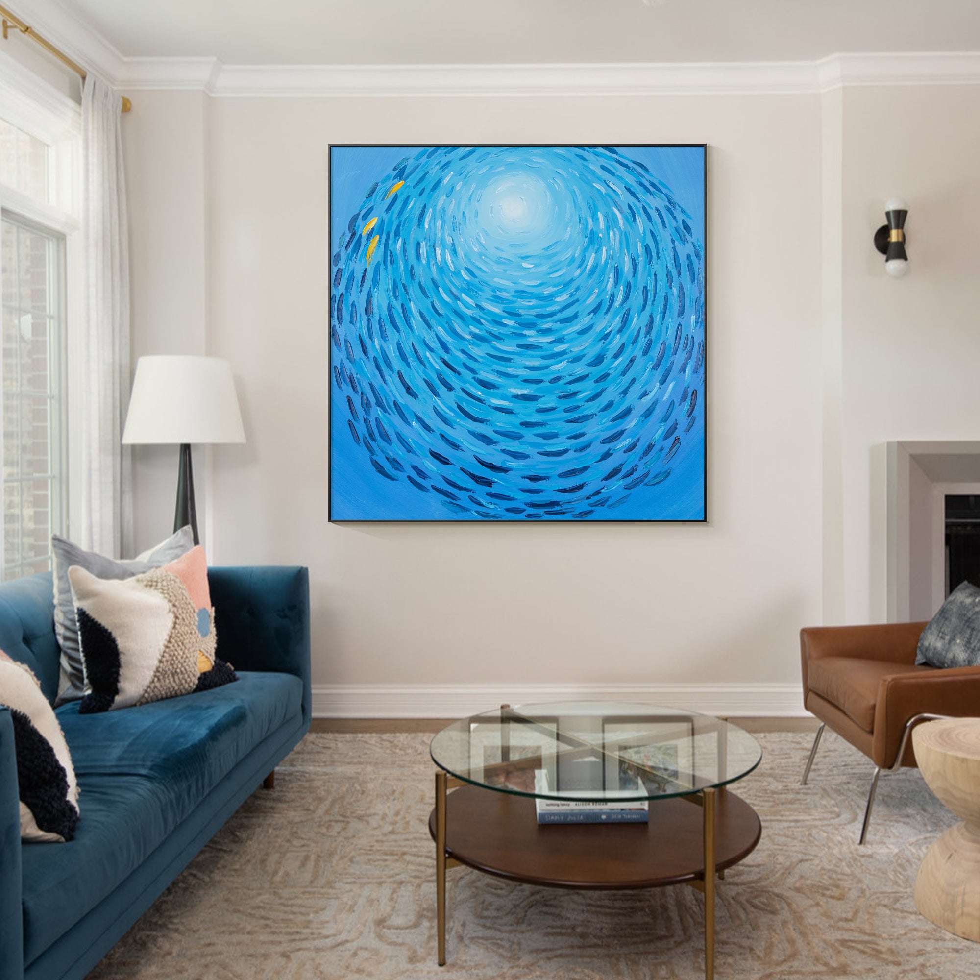 Vibrant School Of Fish Abstract Oil Painting