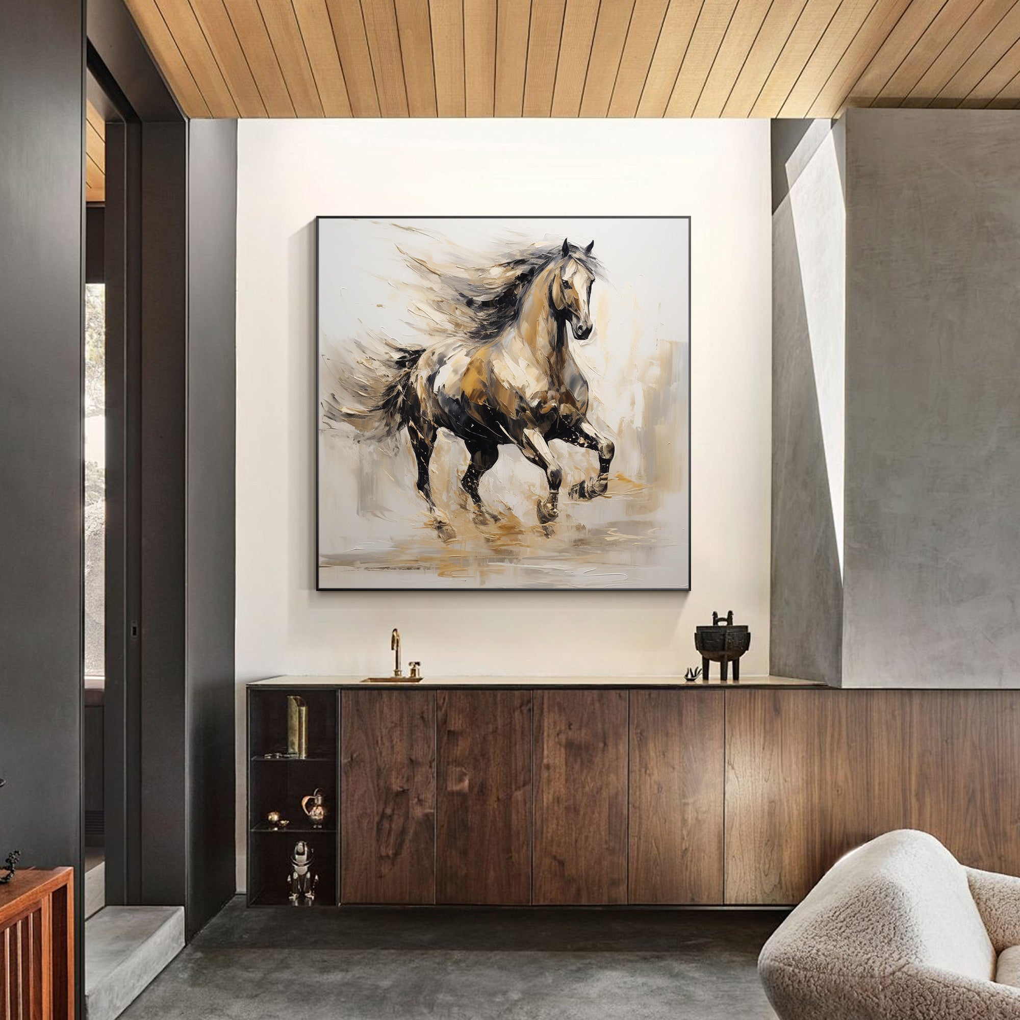 Vintage Style Running Horse Painting