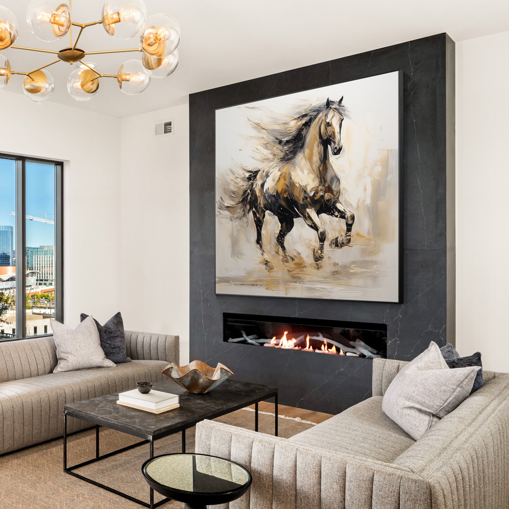 Vintage Style Running Horse Painting