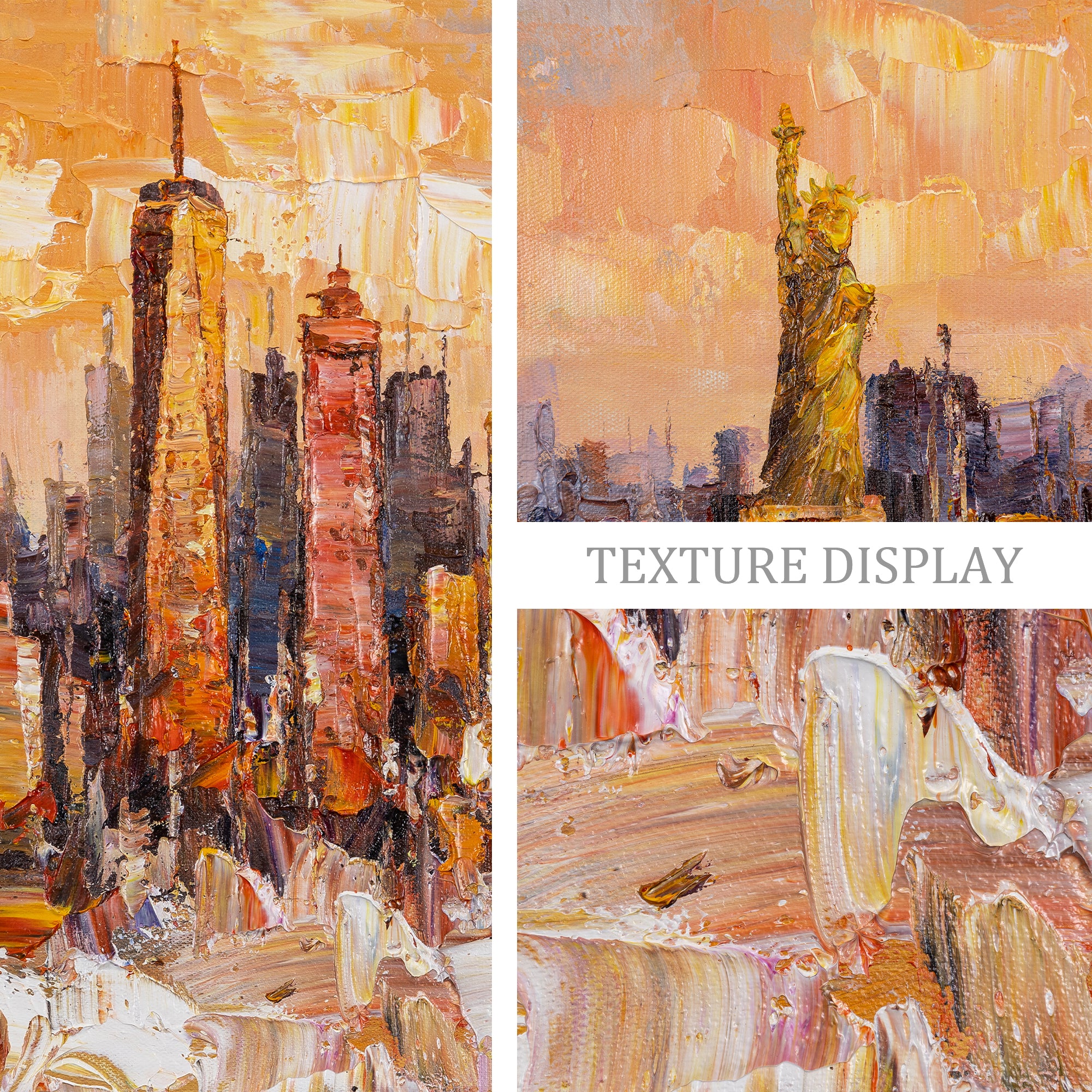 Original New York City Kunst - Strukturiertes Skyline-Gemälde