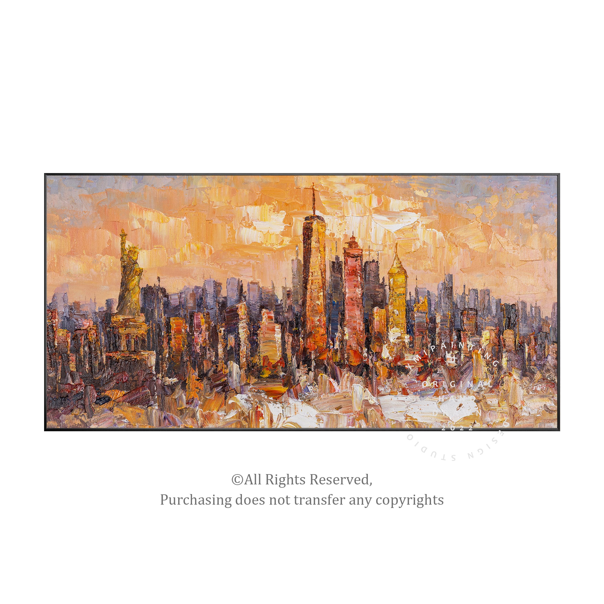 Original New York City Kunst - Strukturiertes Skyline-Gemälde