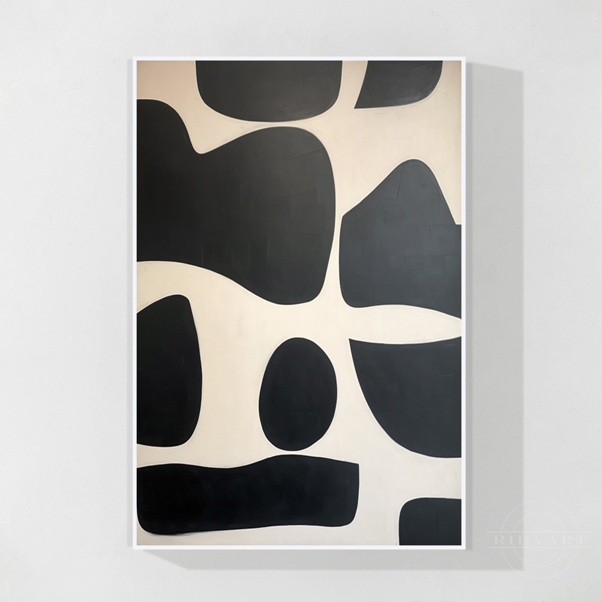 Schwarz-Beige, geometrische organische Formmalerei
