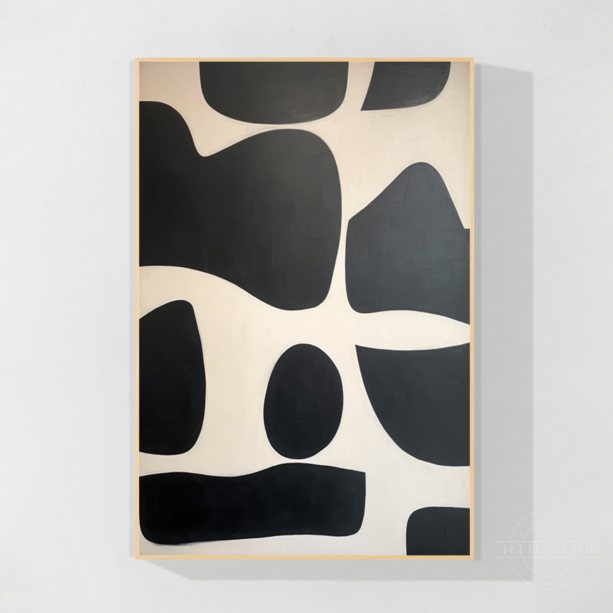 Schwarz-Beige, geometrische organische Formmalerei
