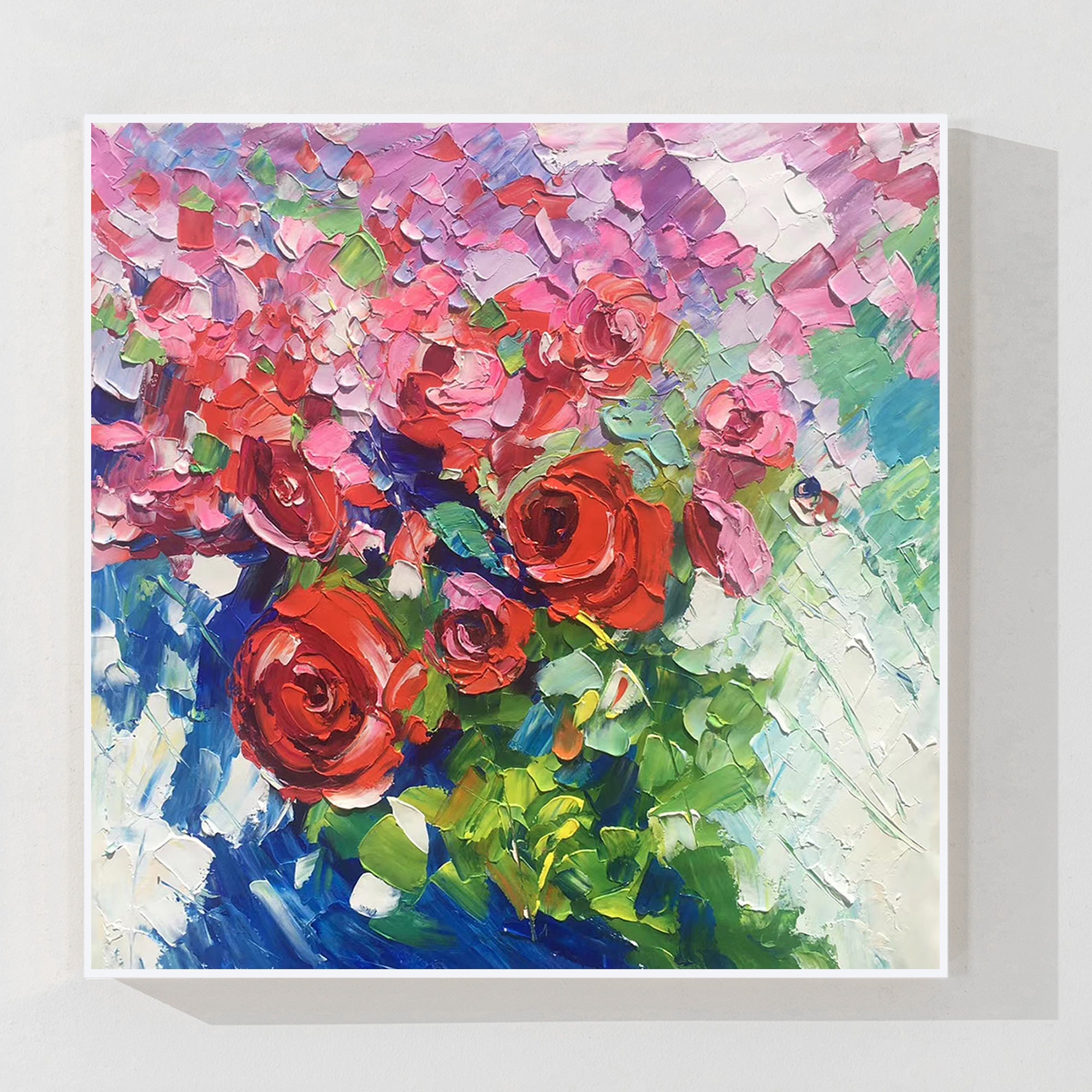 Red Pink 3D Rose Wall Art